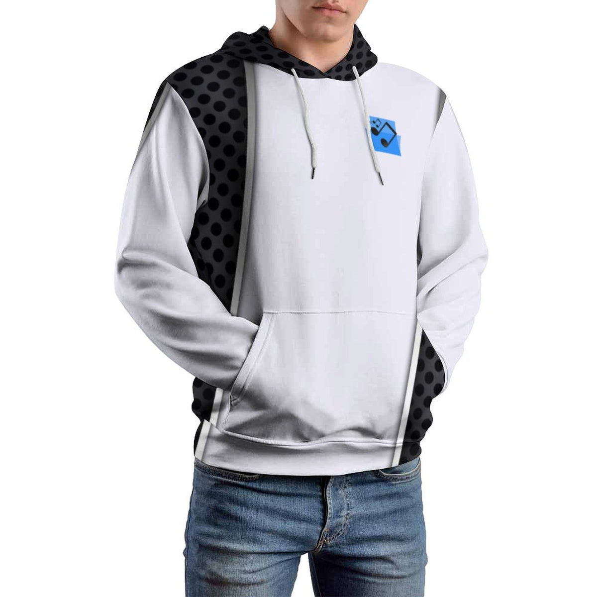Men's Cool Hoodie with Double-layer Cap Black and White