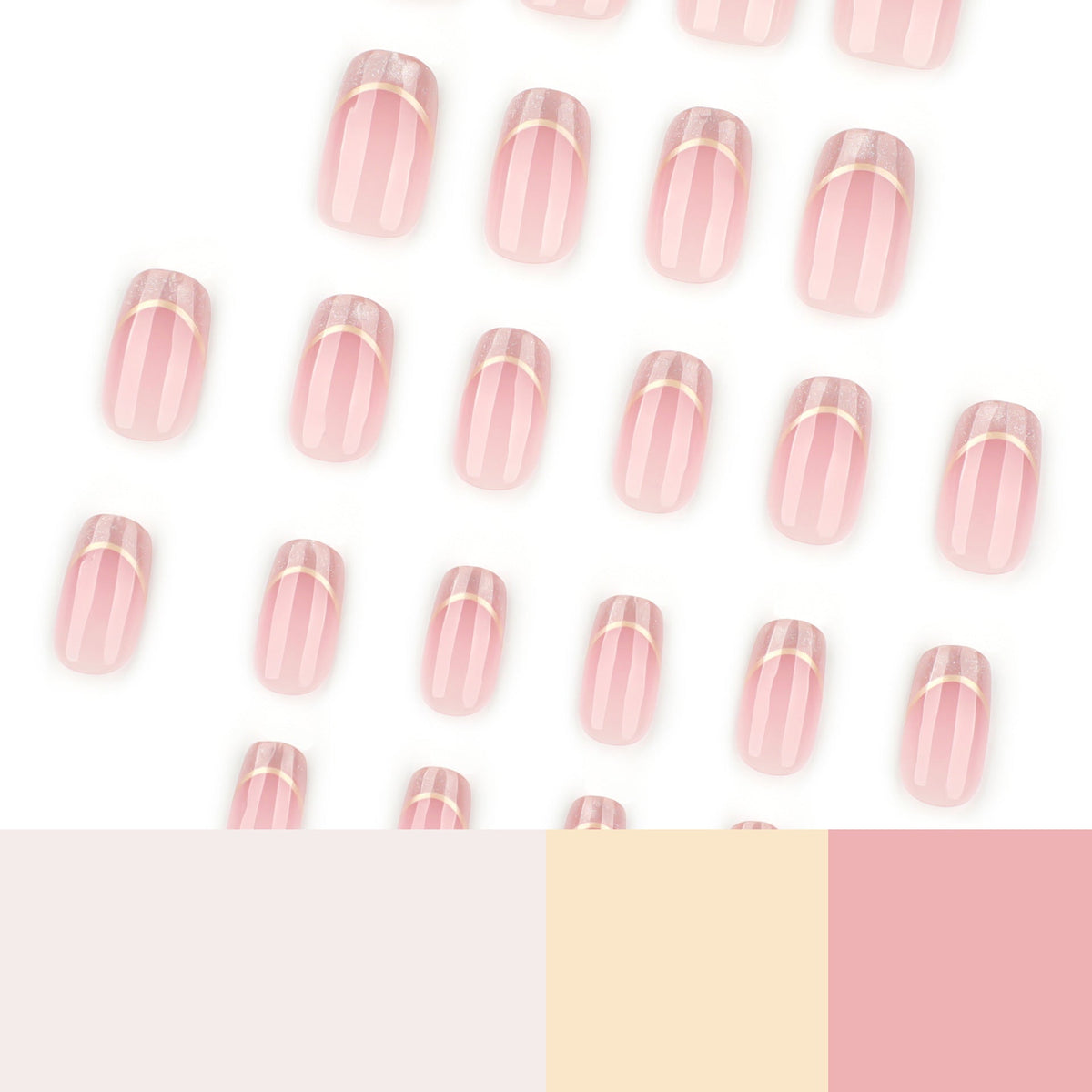 Simple French cat's eye short square round press-on nails – Image 4