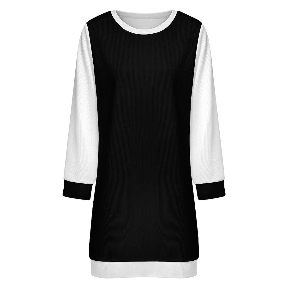 Women's Long Sleeve Sweater Dress Tan, Black and White