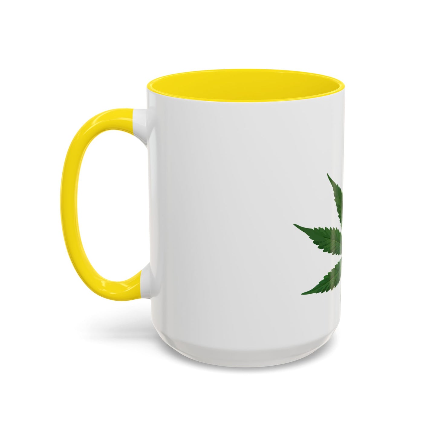 Marijuana Leaf Accent Coffee Mug | Cannabis Lover's Gift, Unique Coffee Cup, Pothead Mug, Stoner Gift Idea, Greenery Decor