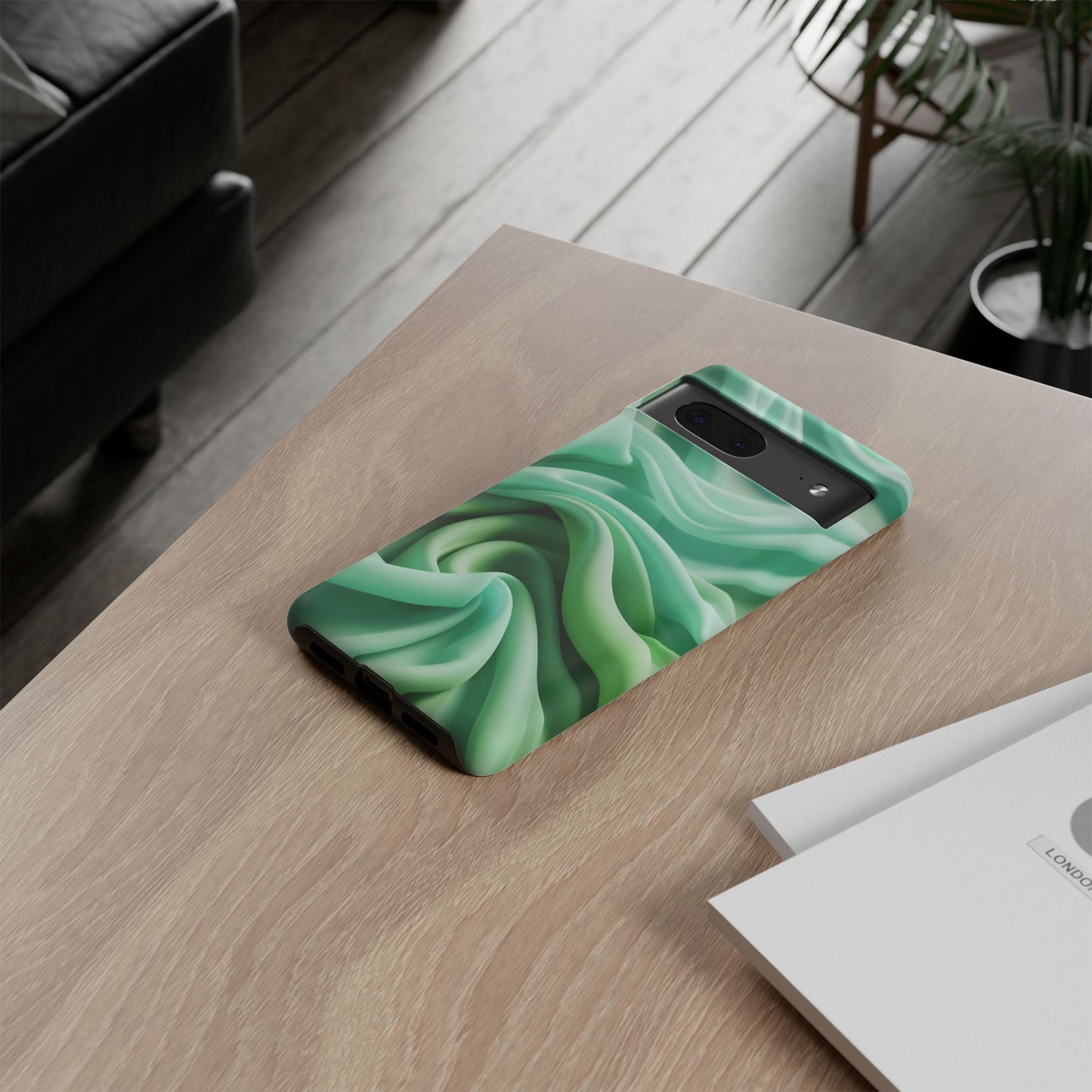 Stylish Phone Case, Tough Case, Green Abstract Design, Cell Phone Cover, Unique Gift, Trendy Accessory