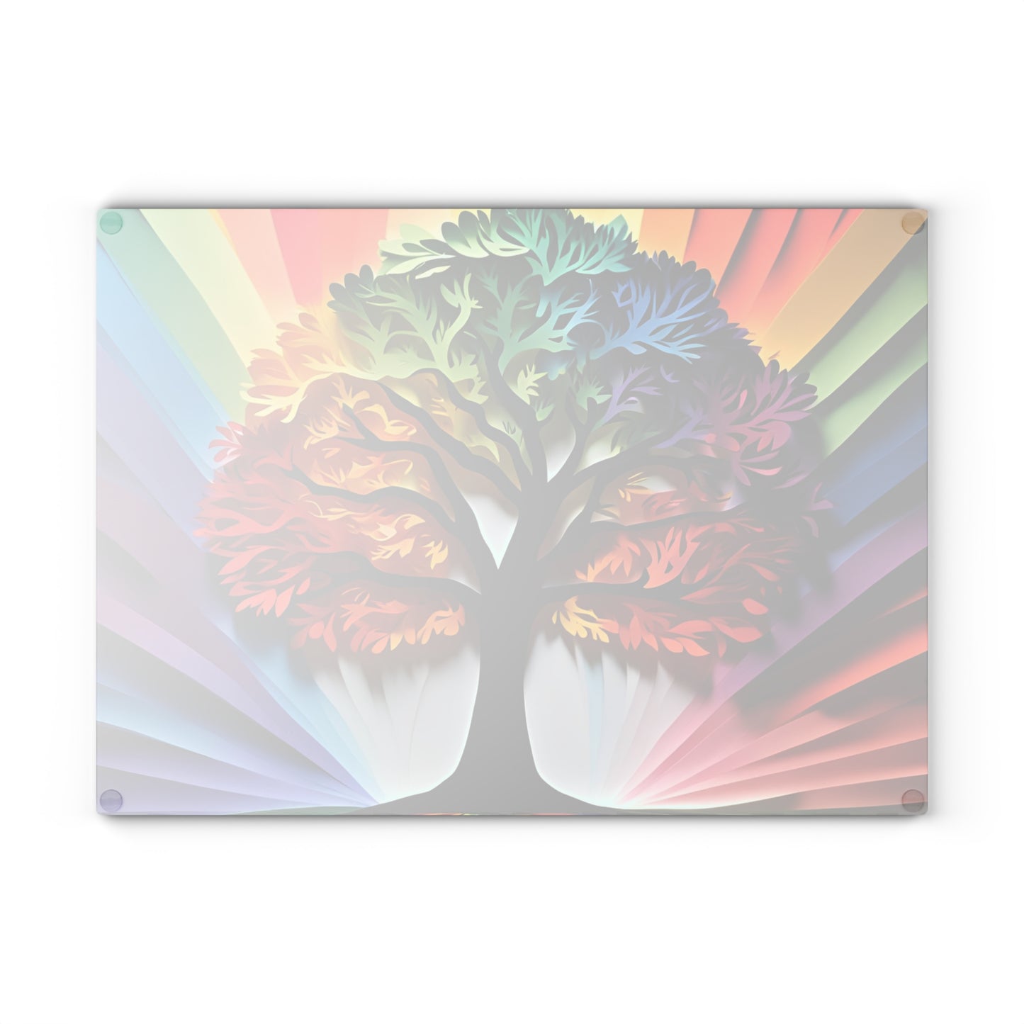 Vibrant Tree Glass Cutting Board, Colorful Kitchen Decor, Unique Wedding Gift, Housewarming Essential, Eco-Friendly Home Item