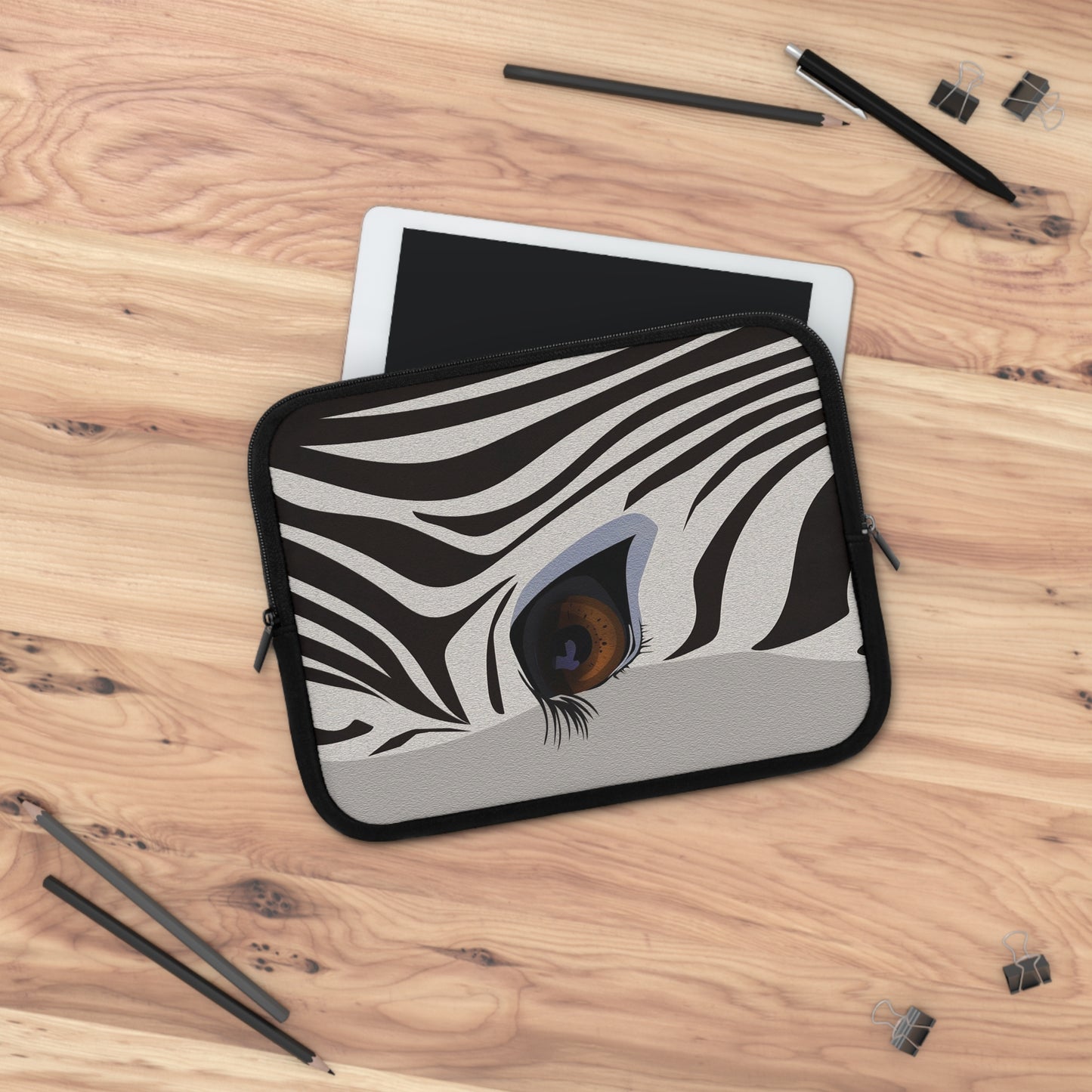 Stylish Zebra Eye Laptop Sleeve | Unique Computer Case, Gift for Students, Trendy Tech Accessory, Animal Print Protection