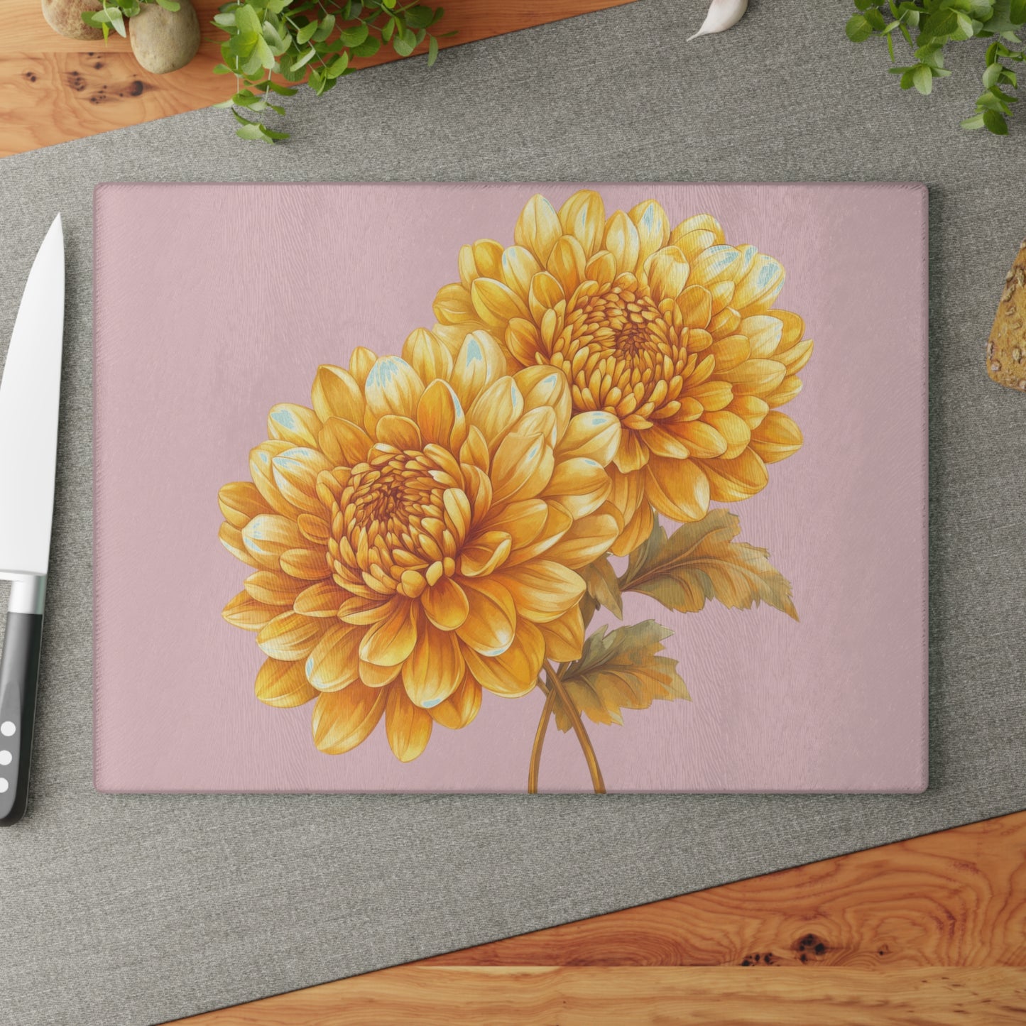 Floral Elegance Glass Cutting Board - Perfect Kitchen Decor, Gift for Bakers, Mother's Day, Housewarming, and Floral Lovers