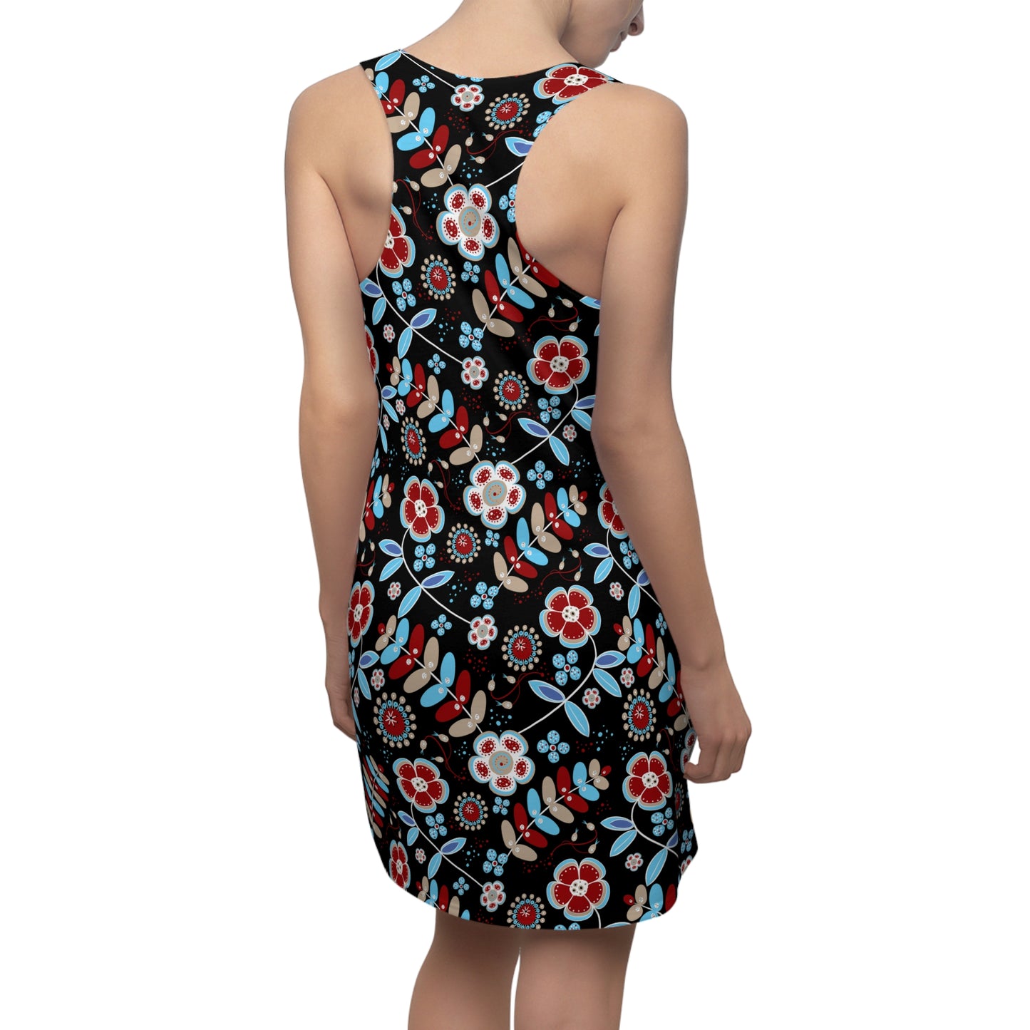 Floral Racerback Dress, Summer Dress, Vacation Outfit, Casual Wear, Gift for Her, Beach Dress