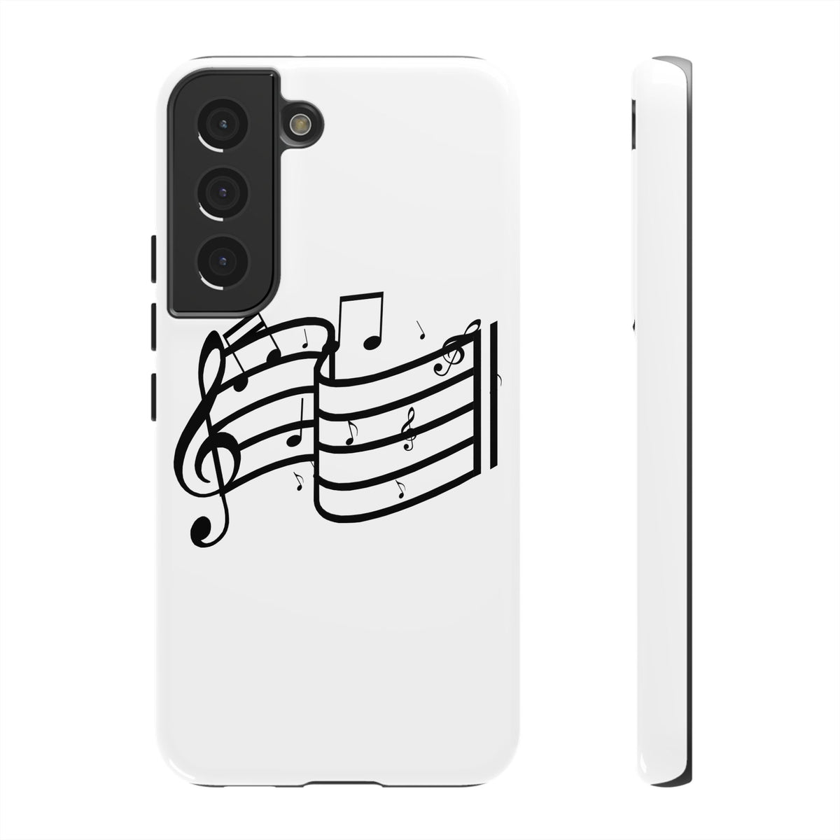 Musical Notes Phone Case — Black Treble Clef Music Staff Tough Case