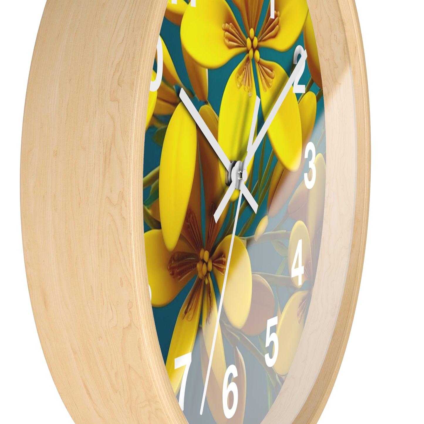 Vibrant Floral Wall Clock, Home Decor, Yellow Flowers, Gift for Her, Modern Design, Spring Aesthetic, Unique Timepiece