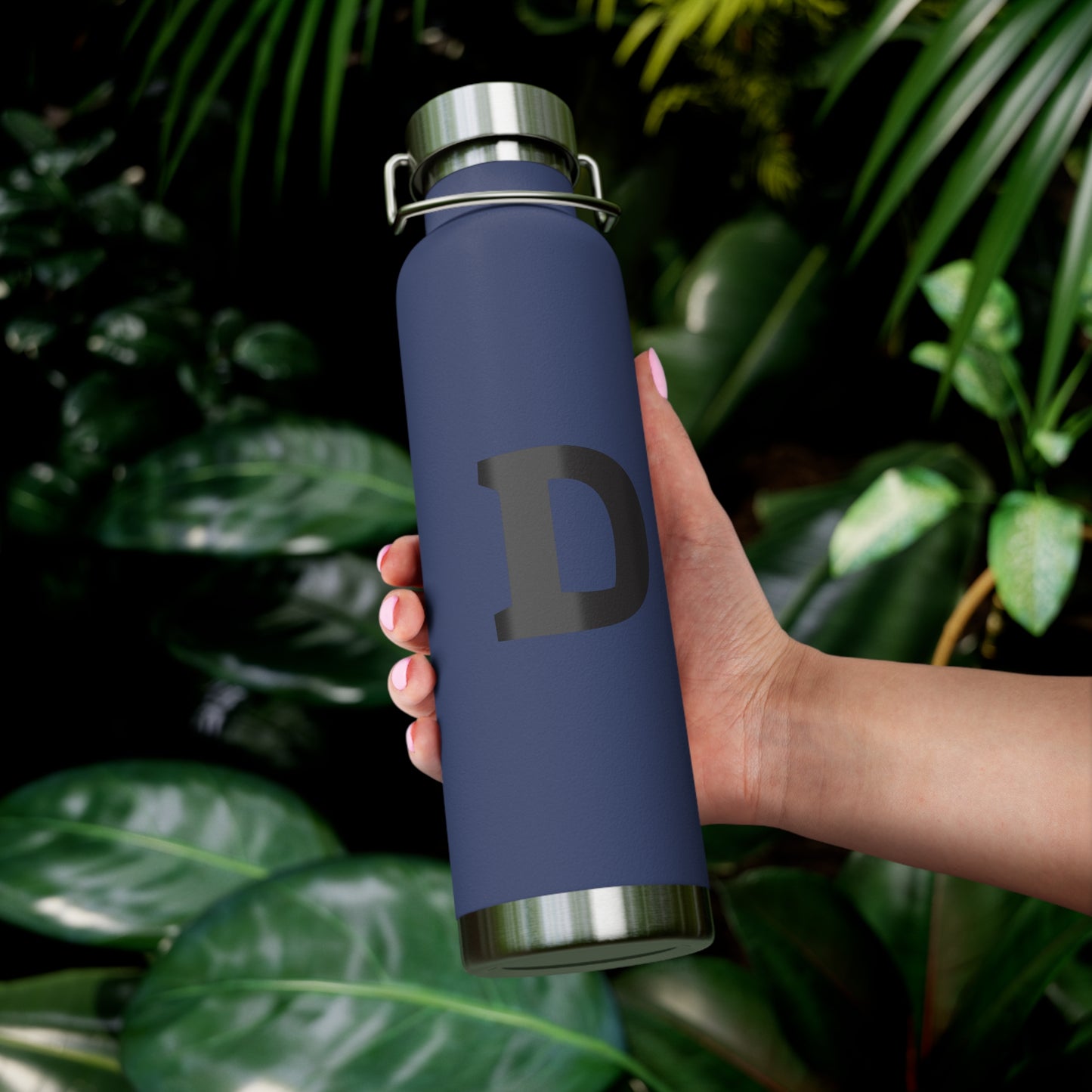 Personalized Copper Insulated Water Bottle, 22oz - "D" Custom Monogram, Travel Mug, Fitness Bottle, Hydration Gift, Eco-Friendly