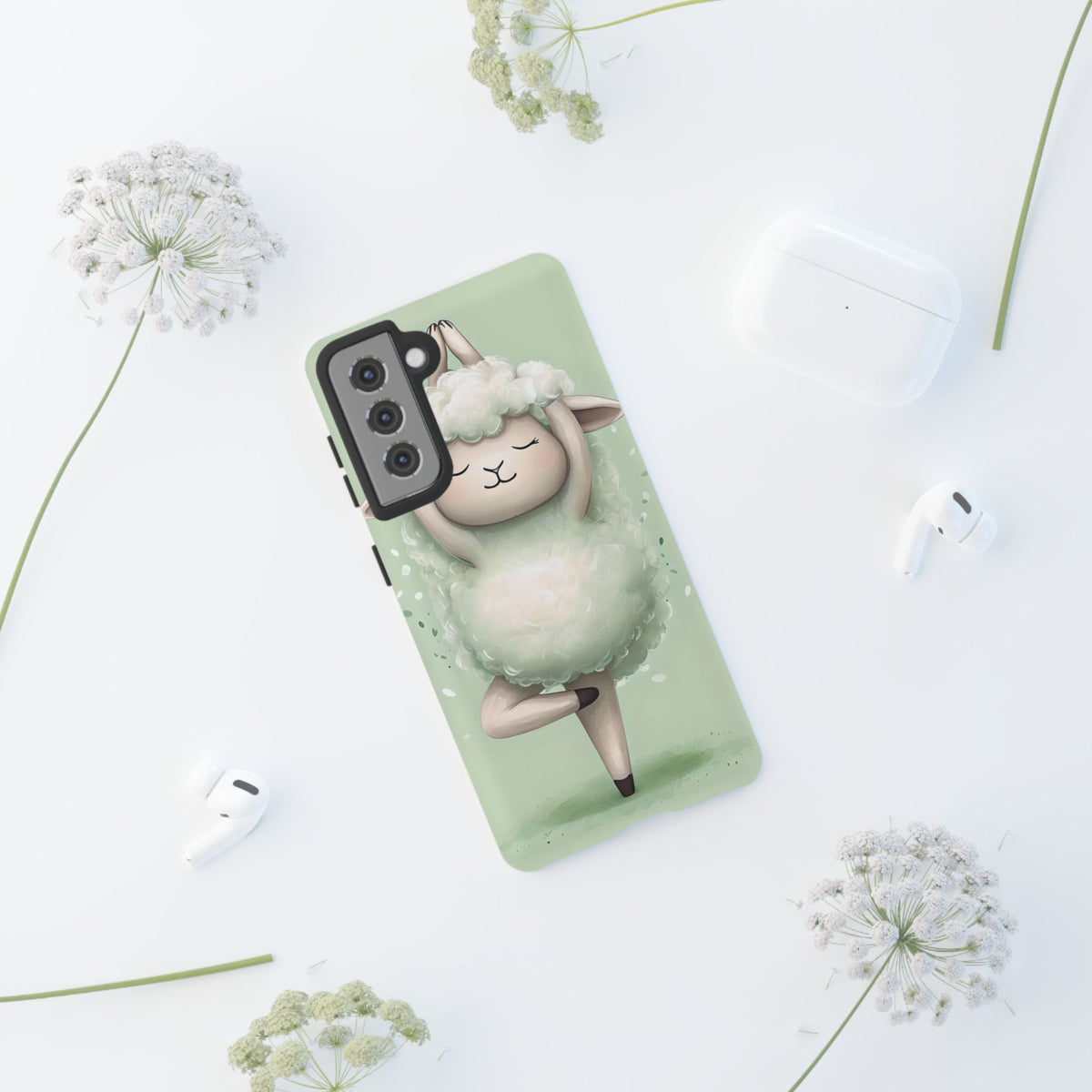 Cute Yoga Sheep Phone Case — Pastel Lamb Ballerina Protective Cover