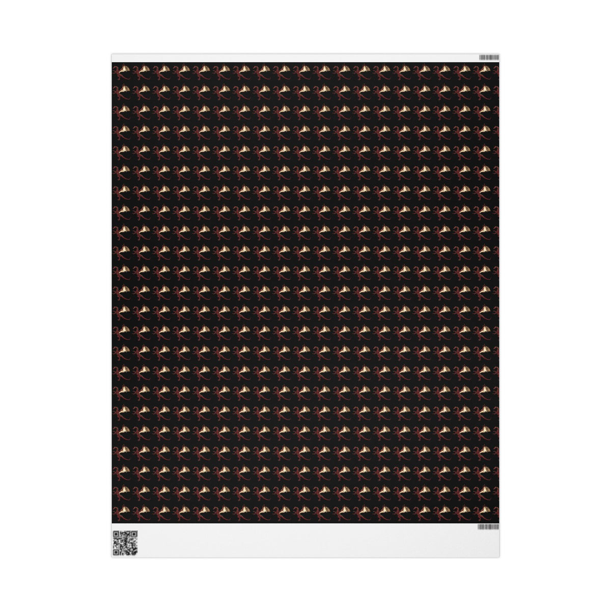 Dragon Pattern Wrapping Paper Roll — Dark Fantasy Gift Wrap