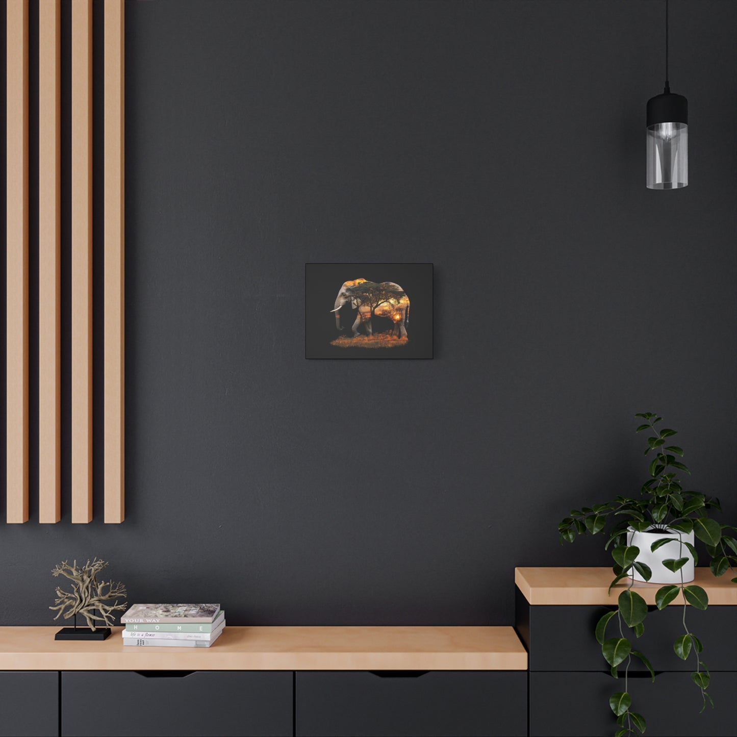Elephant Tree Matte Canvas Art, Nature Wall Decor, Wildlife Home Decoration, Gift for Animal Lovers, Boho Living Room Accent