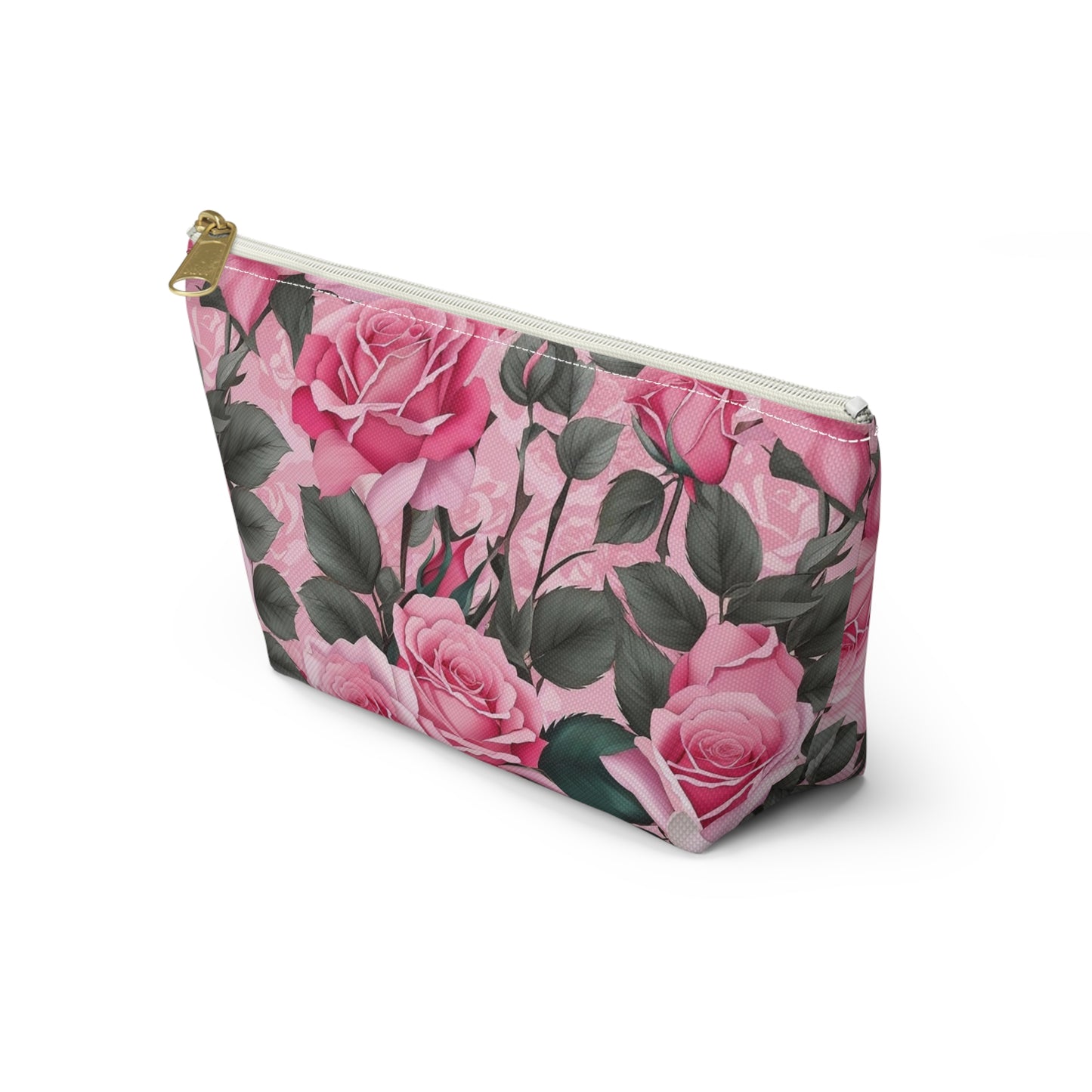 Floral Accessory Pouch - Stylish Makeup Bag, Organizer, Travel Toiletry Case, Gift for Her, Rose Flower Design