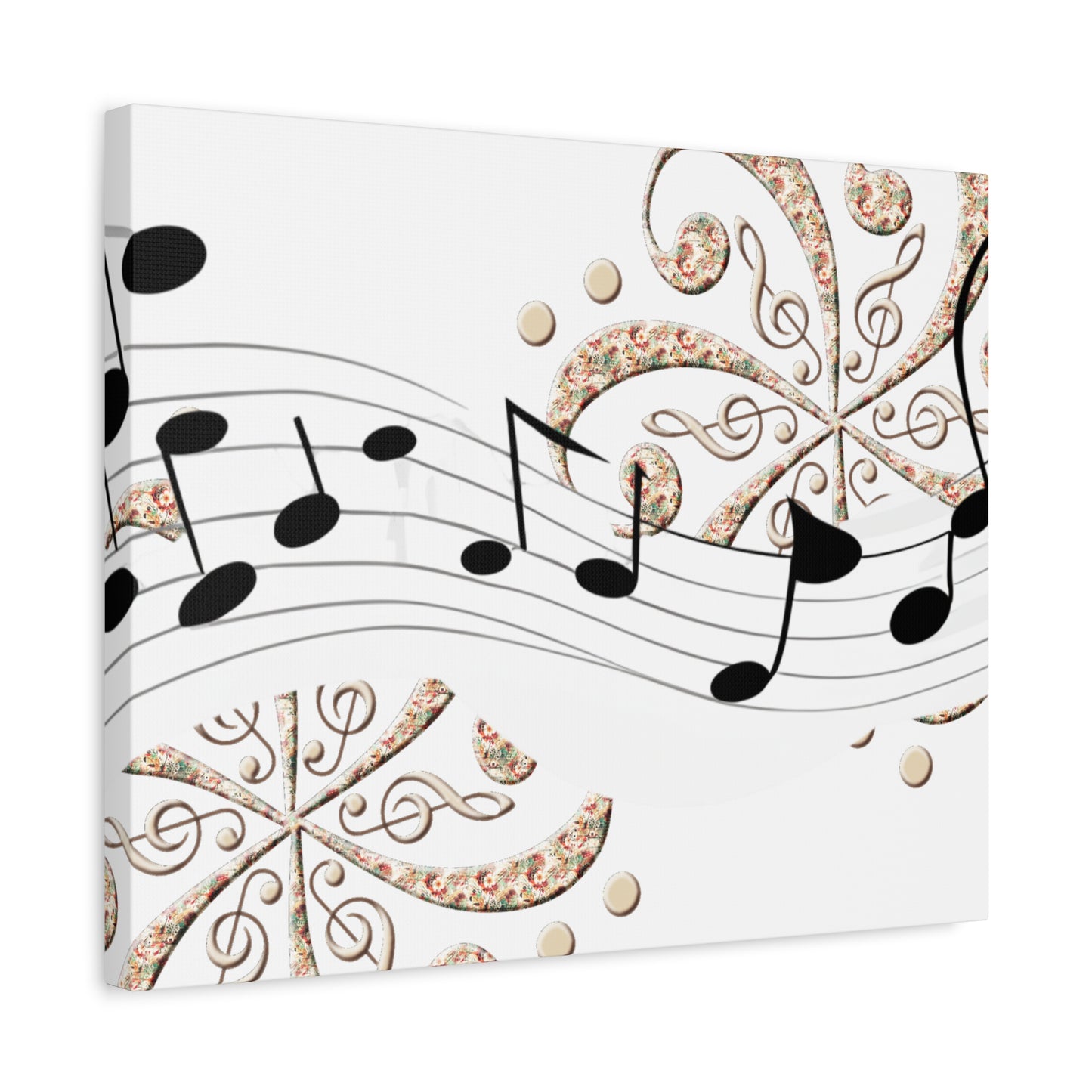 Musical Note Canvas Art, Floral Decor for Home, Music Lover Gift, Wall Art for Musicians, Unique Gift Idea