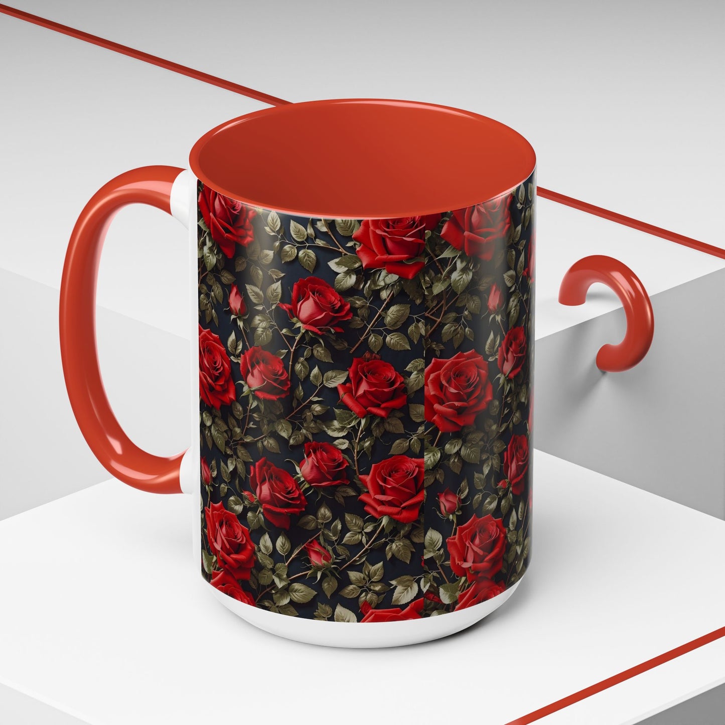 Elegant Floral Accent Coffee Mug - Black Rose Design, Gift for Her, Home Decor, Coffee Lovers, Mother's Day, Birthday