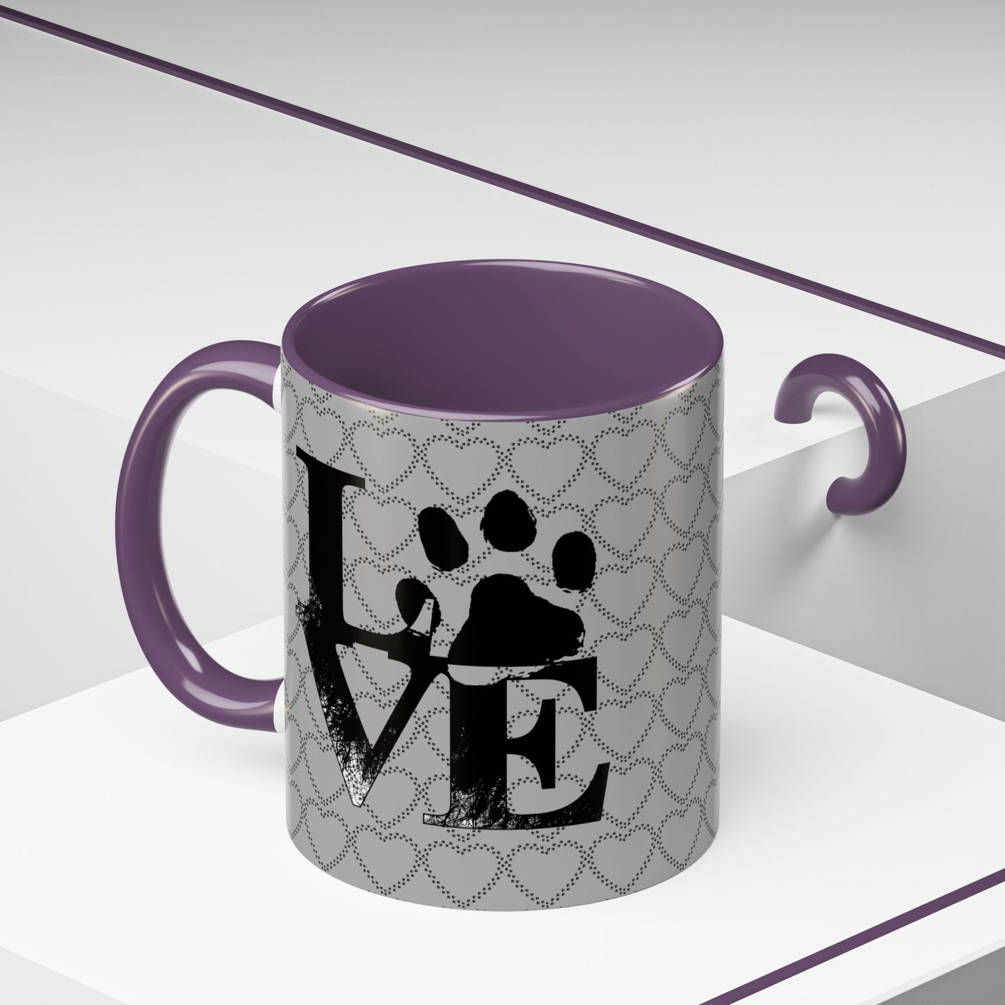 Chic Love Coffee Mug for Pet Lovers, Black Accent Mug, Valentine's Gift, Animal Lover Cup, Perfect for Hot Beverages