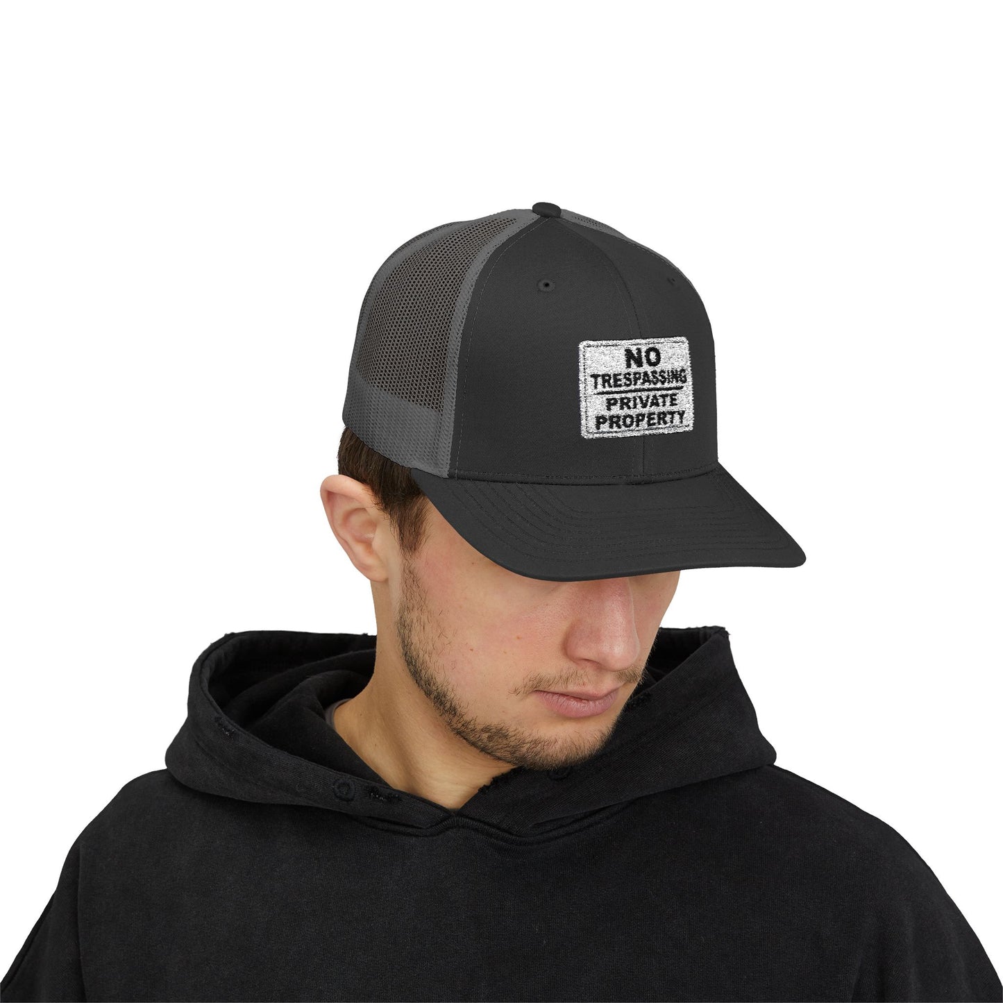 No Trespassing Snapback Trucker Cap, Outdoor Adventure Hat, Unique Gift for him, Summer Casual Style, Trendy Accessory