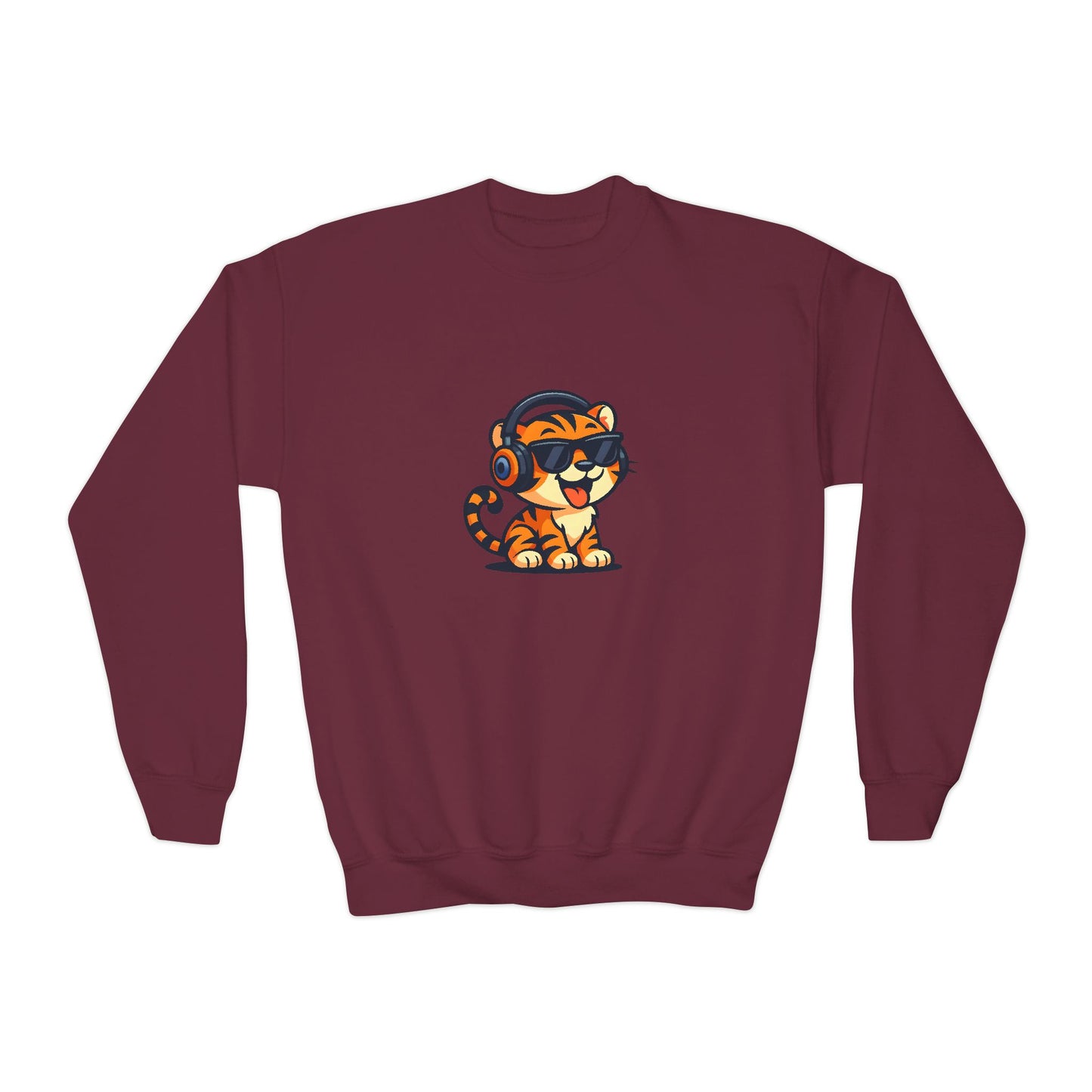 Cool Tiger Youth Crewneck Sweatshirt, Cute Animal Apparel, Teen Style, Gift for Kids, Casual Wear