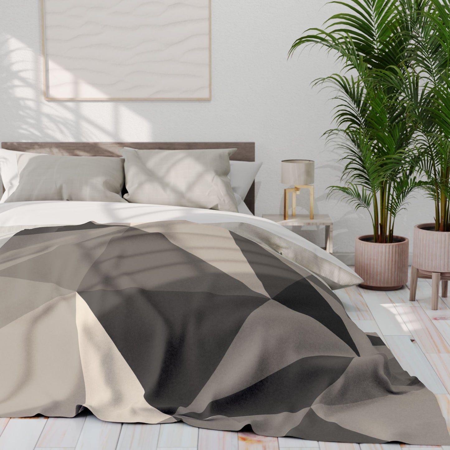 Modern Geometric Arctic Fleece Blanket, Cozy Throw Blanket, Home Decor, Gifts for Her, Minimalist Blanket, Warm Sofa Accessory