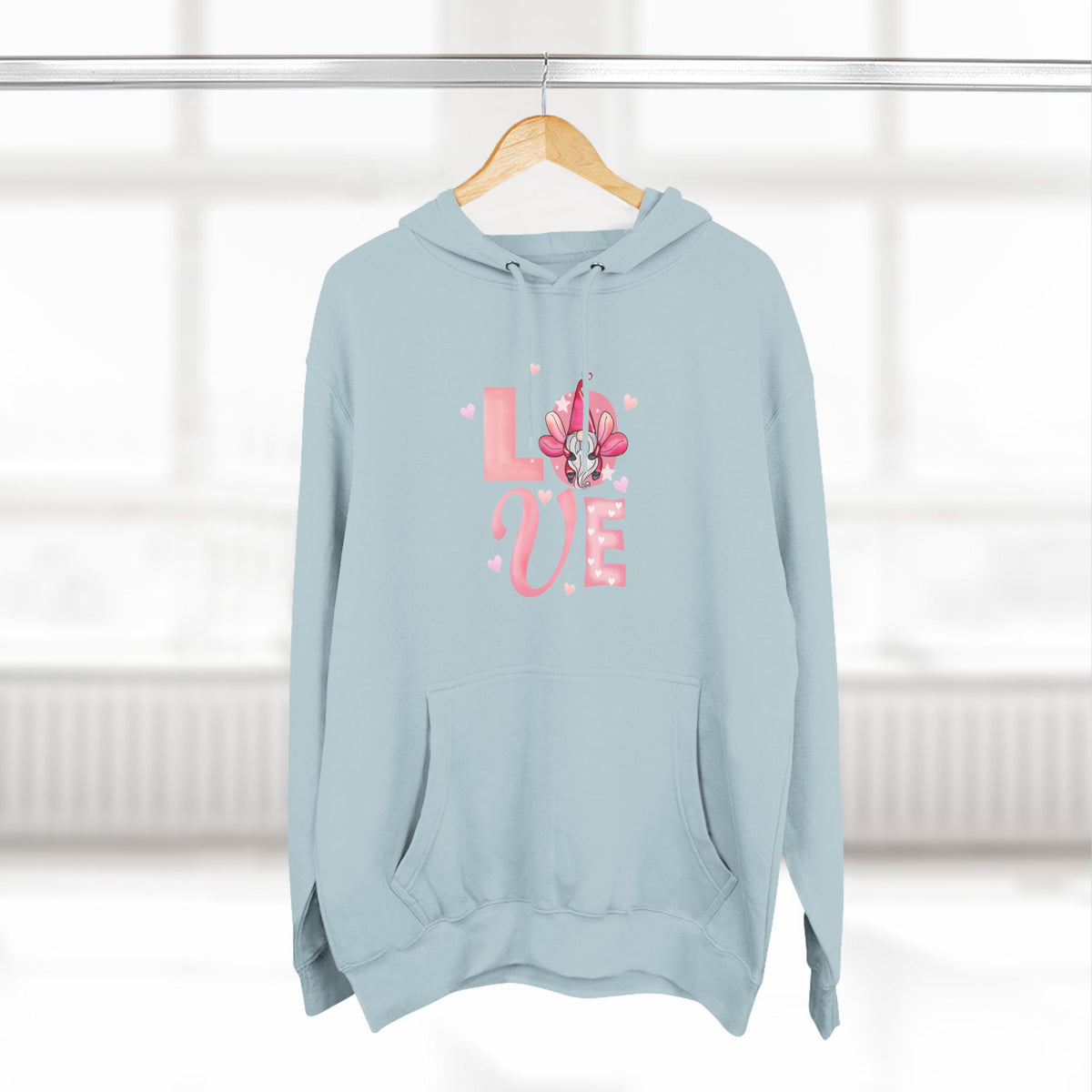 Love Blossom Hoodie — Pink Floral "LOVE" Graphic Fleece Hoodie