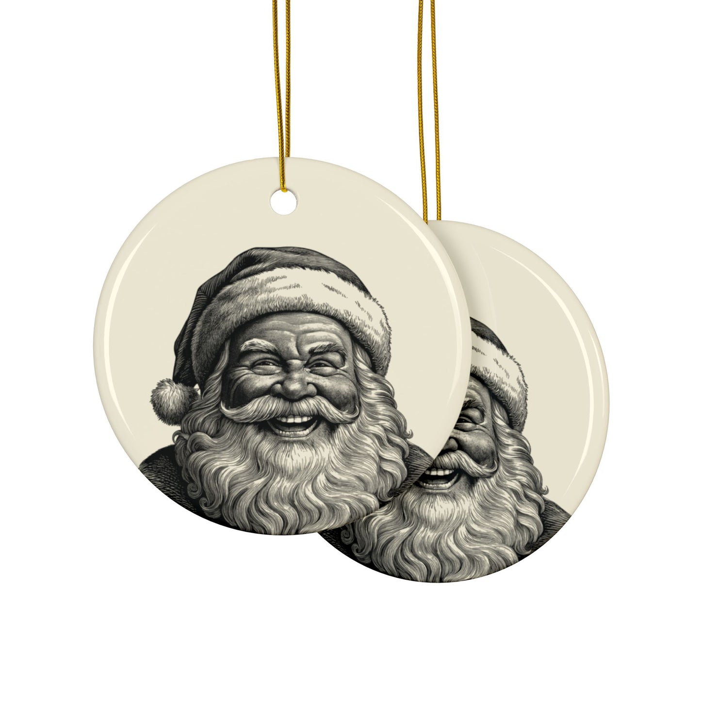 Festive Ceramic Ornaments, 2-Sided Print for Christmas Decor, Personalized Holiday Gifts, Winter Decorations, Santa Claus Ornaments