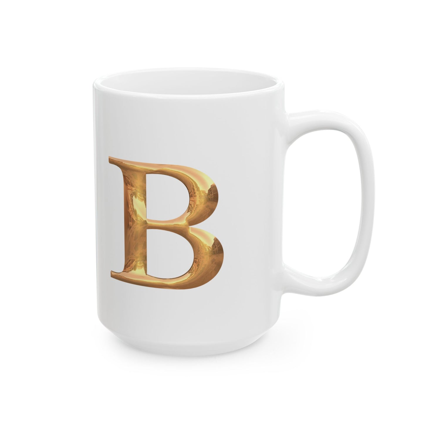 Elegant Gold Letter Mug | Personalized Coffee Cup, Letter B
