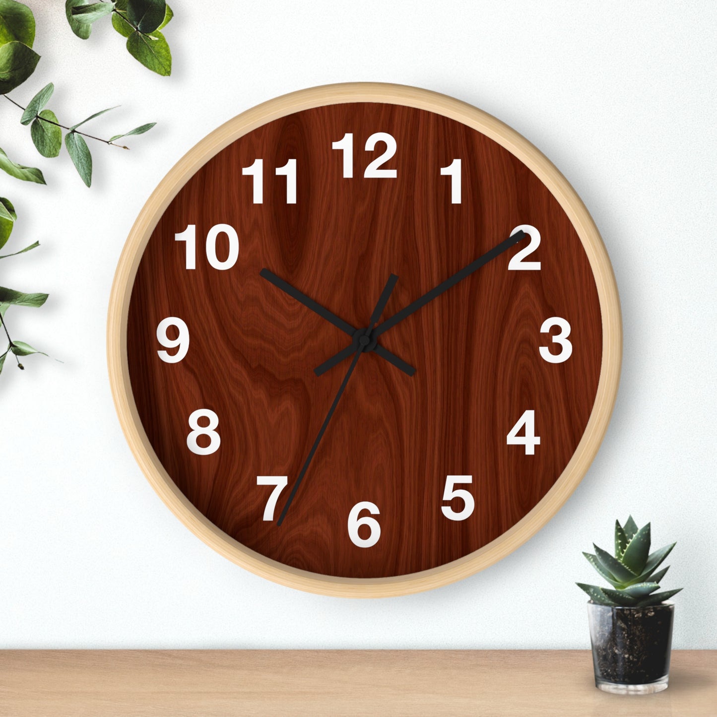 Natural Wood Wall Clock, Rustic Home Decor, Boho Style Clock, Modern Design, Gift for Housewarming, Office Clock