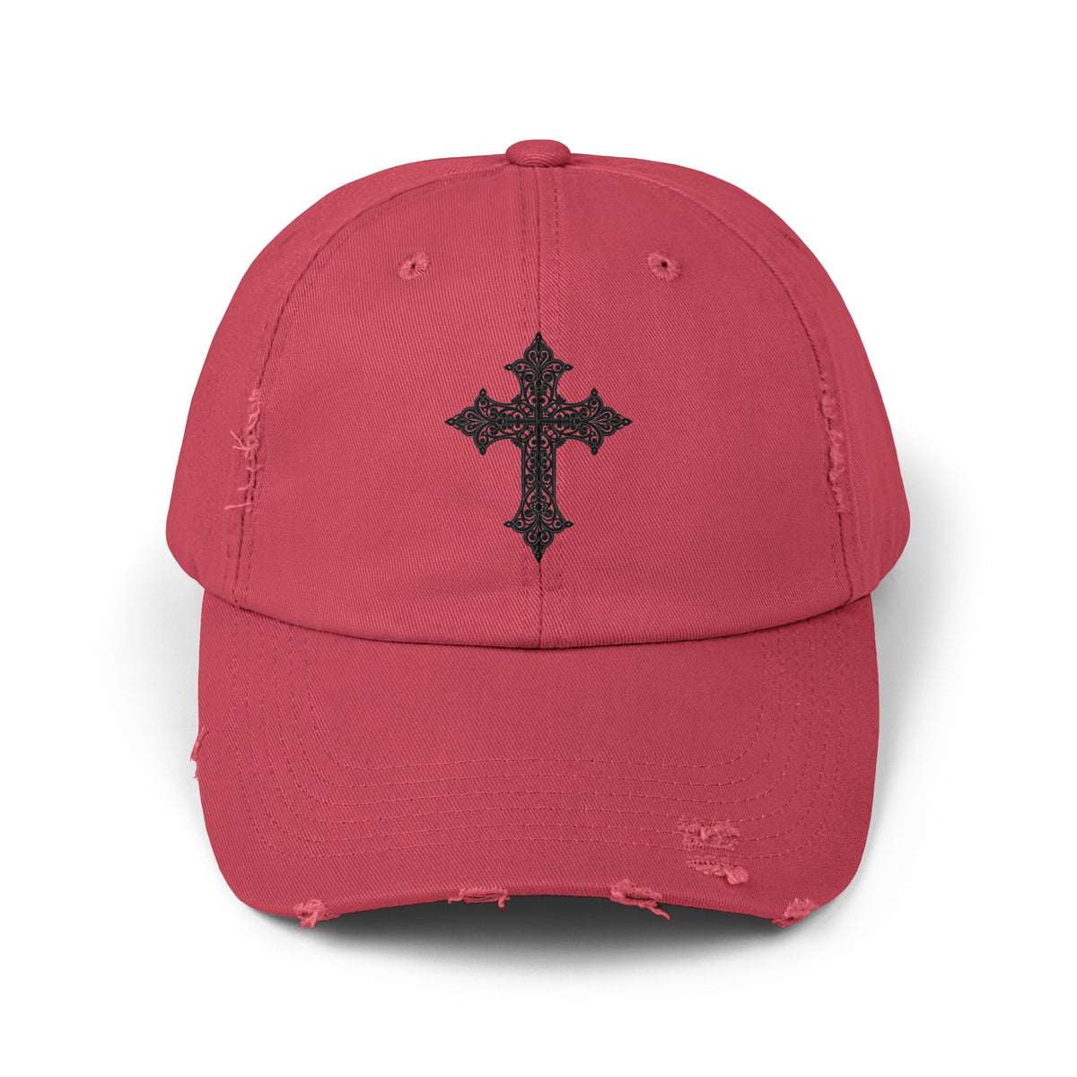Cool Distressed Cap for Trendy Looks, Vintage Hat, Adjustable Cap, Cross Design, Casual Accessories