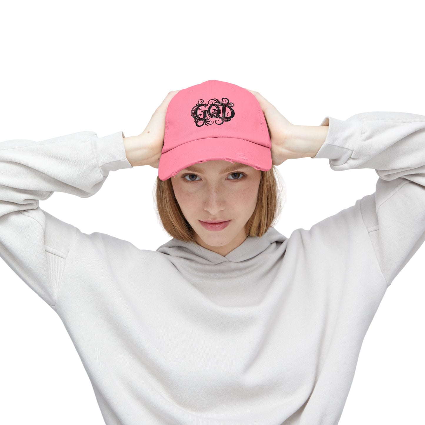 Distressed God Cap, Unisex Casual Hat, Trendy Vintage Cap, Faith Inspired Headwear, Gift for Religious Devotees