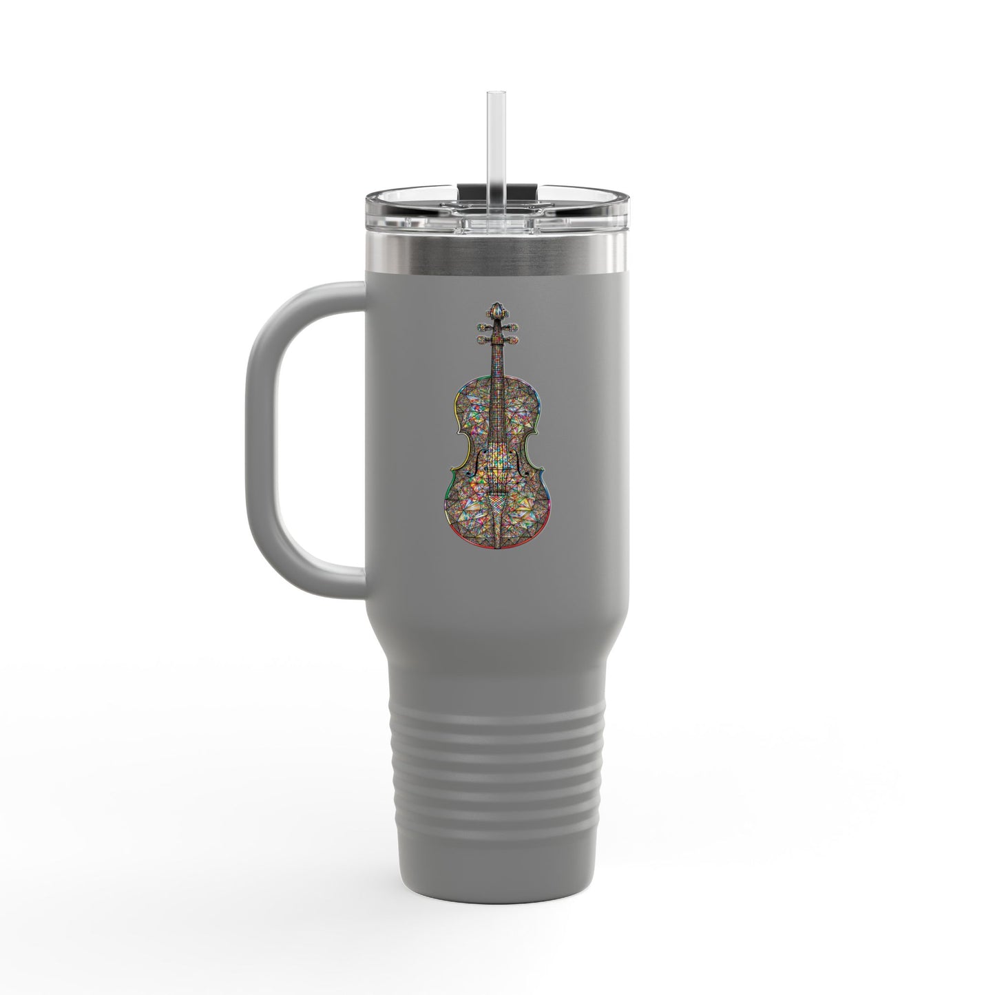Colorful Violin Insulated Travel Mug - Perfect for Music Lovers, Gifts for Musicians, 40oz Tumbler, Travel Cup for Coffee, Unique Drinkware