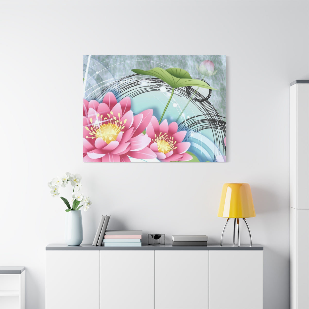 Lotus Blossom Matte Canvas Wall Art — Stretched 1.25" Decorative Print
