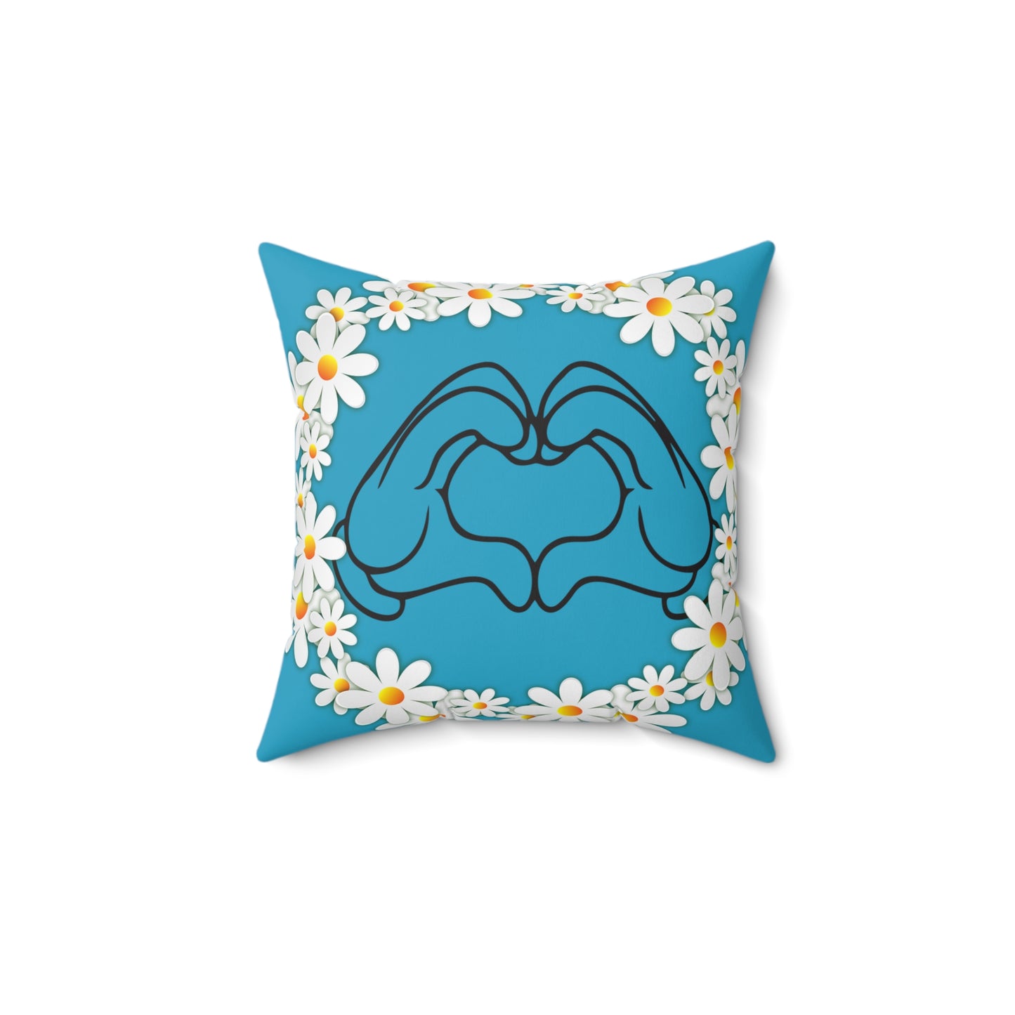 Heart Hands Floral Throw Pillow