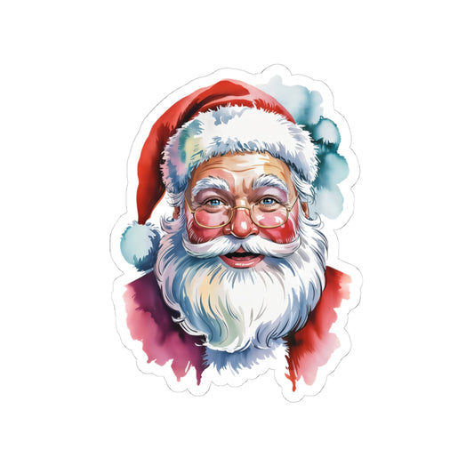 Santa Claus Sticker — Vintage Watercolor Christmas Kiss-Cut Decal