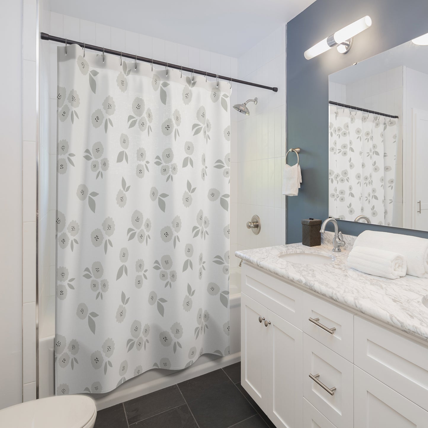Elegant Floral Shower Curtain, Bathroom Decor, Modern Home Accessory, Spring Vibes, Gift for Her, Floral Interior Design