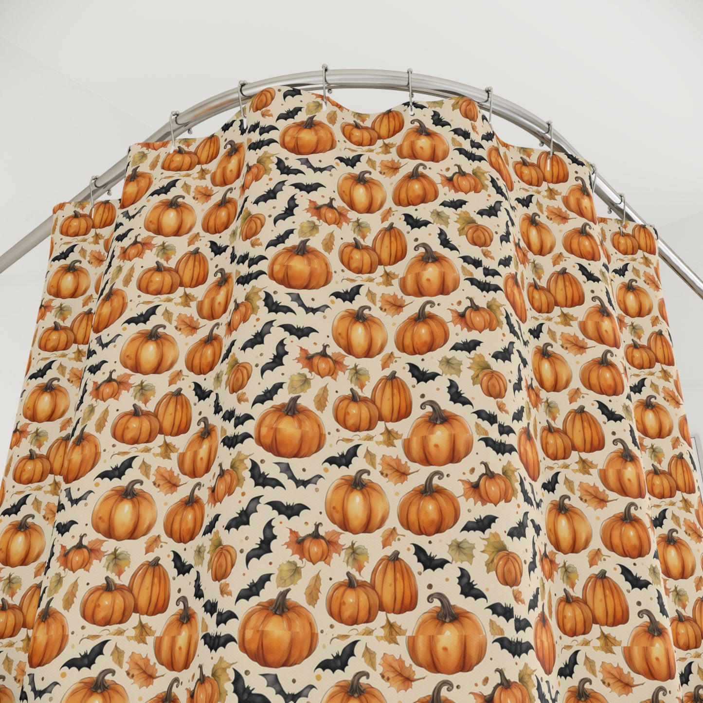 Autumn Pumpkin Shower Curtain | Seasonal Home Decor for Fall, Halloween, Thanksgiving, Farmhouse Style, Bathroom Accessories