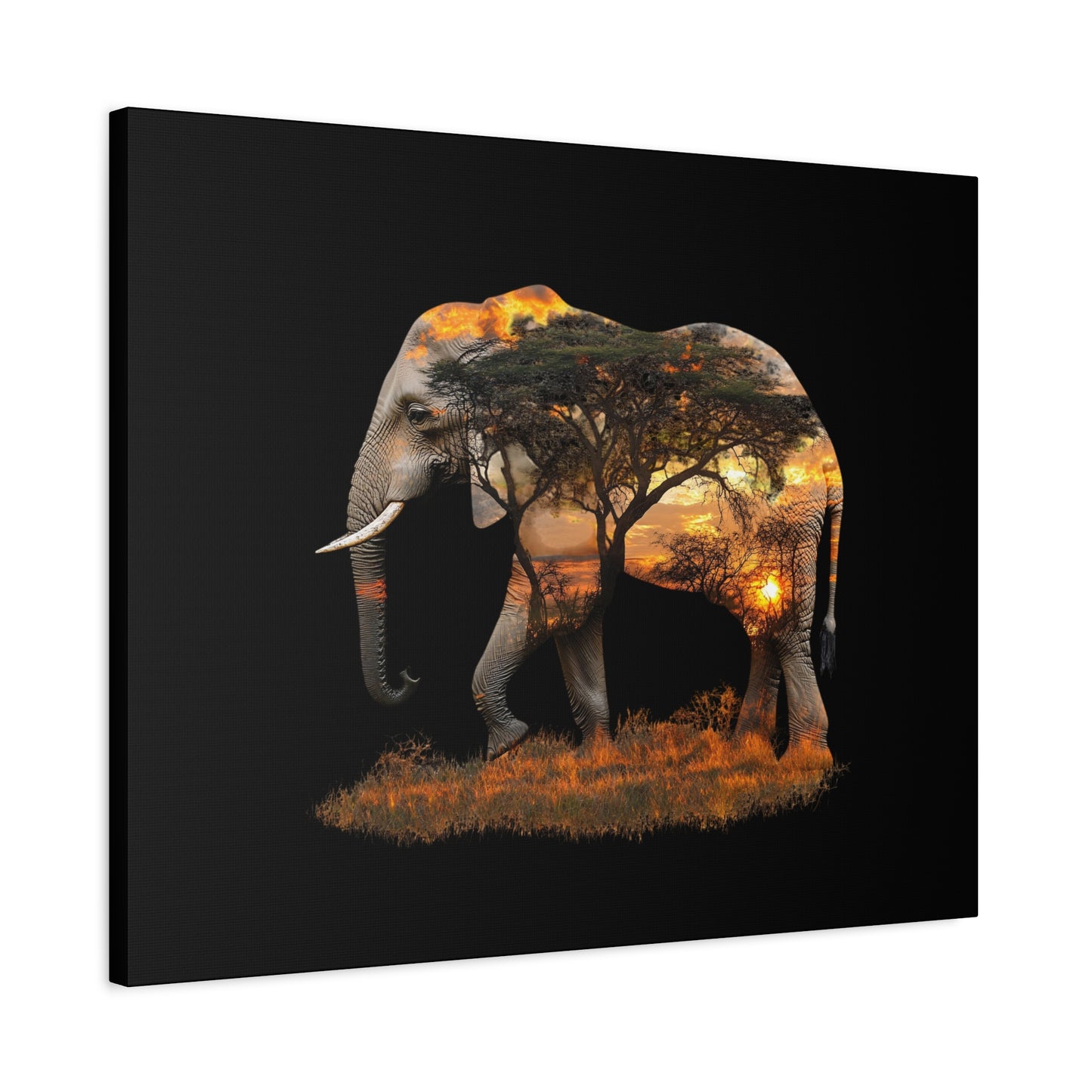 Elephant Tree Matte Canvas Art, Nature Wall Decor, Wildlife Home Decoration, Gift for Animal Lovers, Boho Living Room Accent