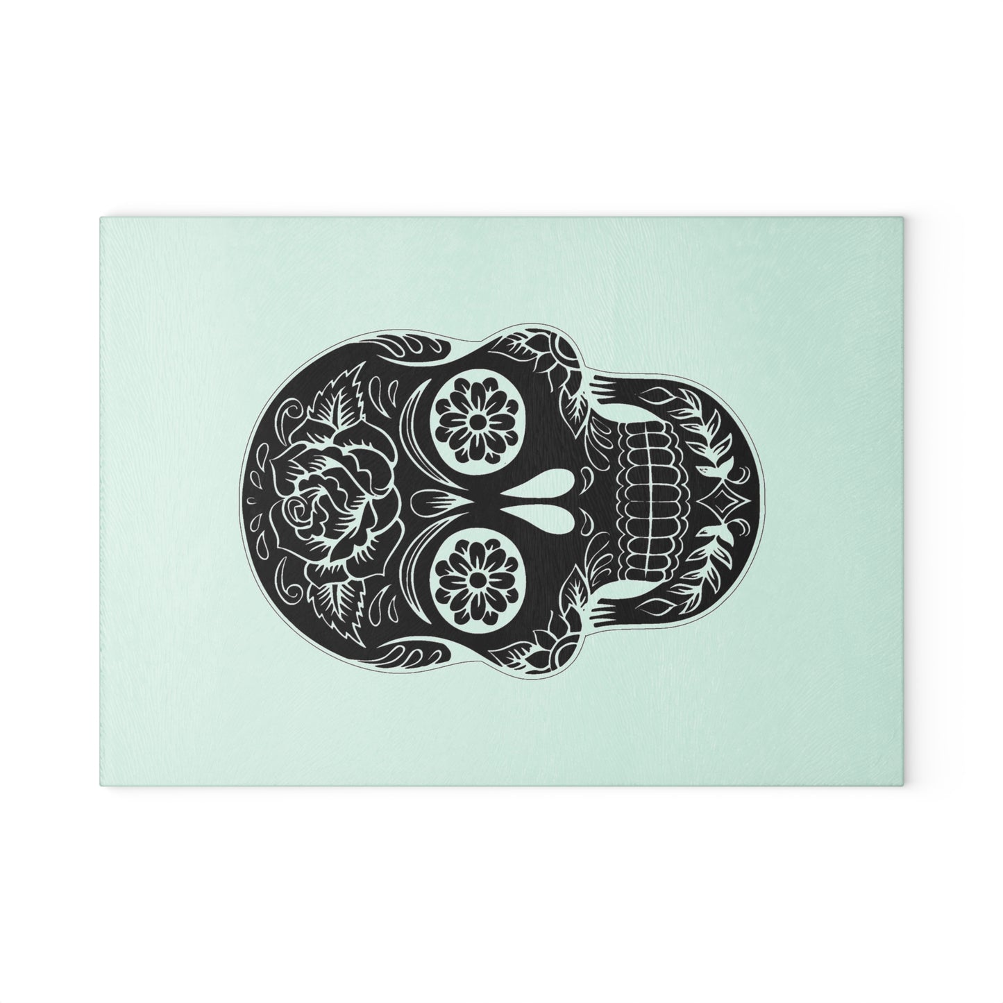 Decorative Glass Cutting Board - Sugar Skull Design, Kitchen Decor, Gift for Home Cooks, Day of the Dead, Unique Cookware