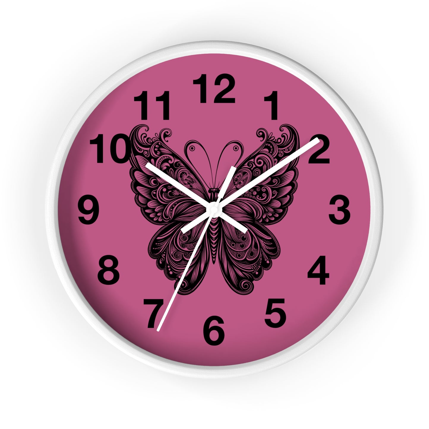 Butterfly Inspired Wall Clock | Chic Home Decor, Unique Gift for Her, Modern Timepiece, Butterfly Lover Gift, Pink Wall Clock