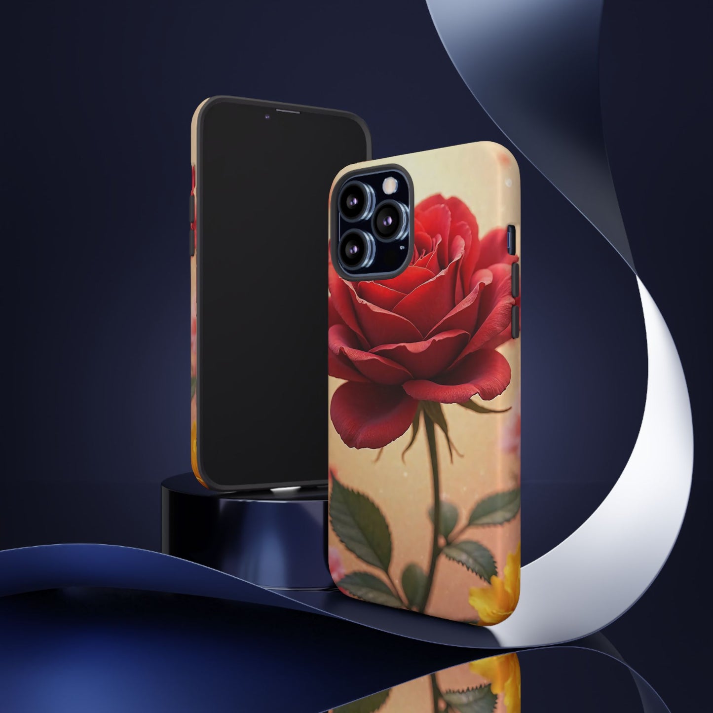 Floral Phone Case with Red Rose Design, Tough Phone Cover, Flower Print, Gift for Her, Stylish Accessory, Floral Aesthetic