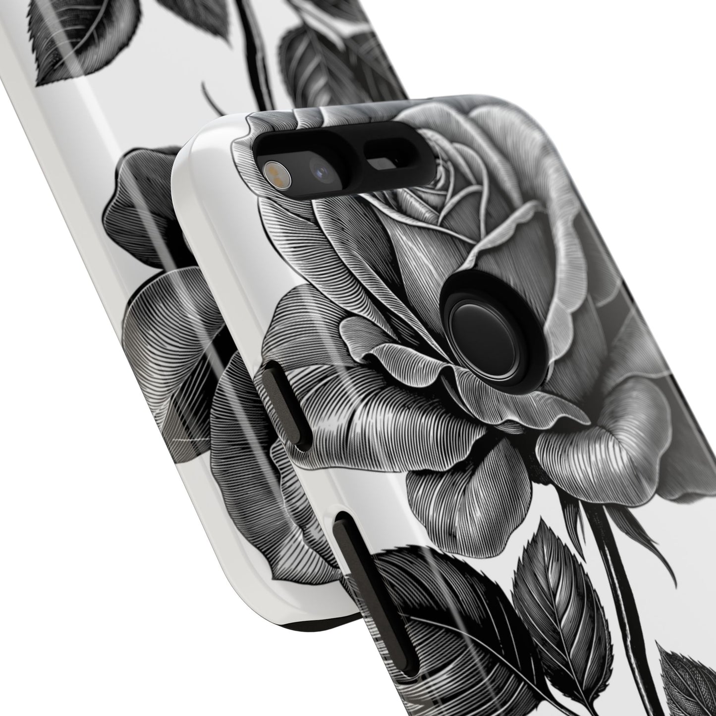Elegant Floral Phone Case - Tough Cases, Black Rose Design, Floral Phone Cover, Stylish Phone Accessory, Gift for Her, Mother's Day