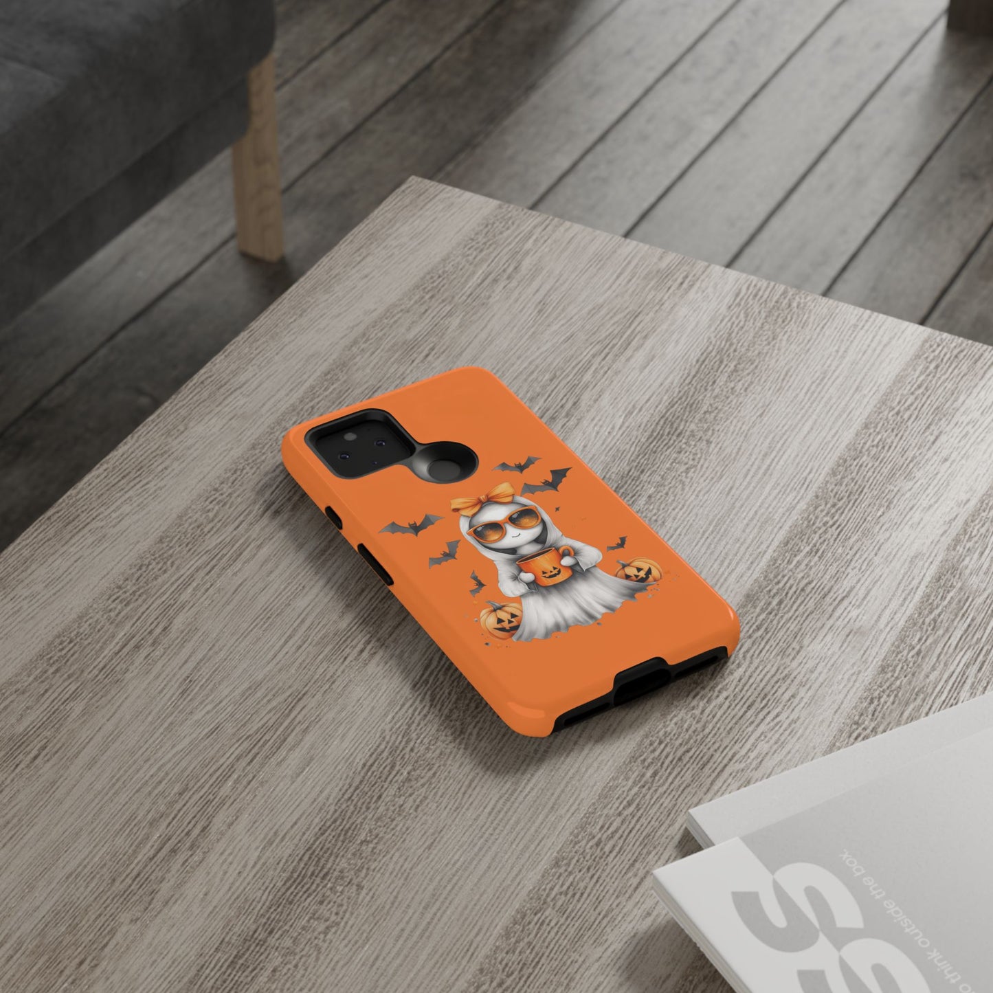 Halloween Ghost Phone Case, Cute Cat Ghost Case, Autumn Phone Cover, Spooky Season Gift, Trick or Treat Case
