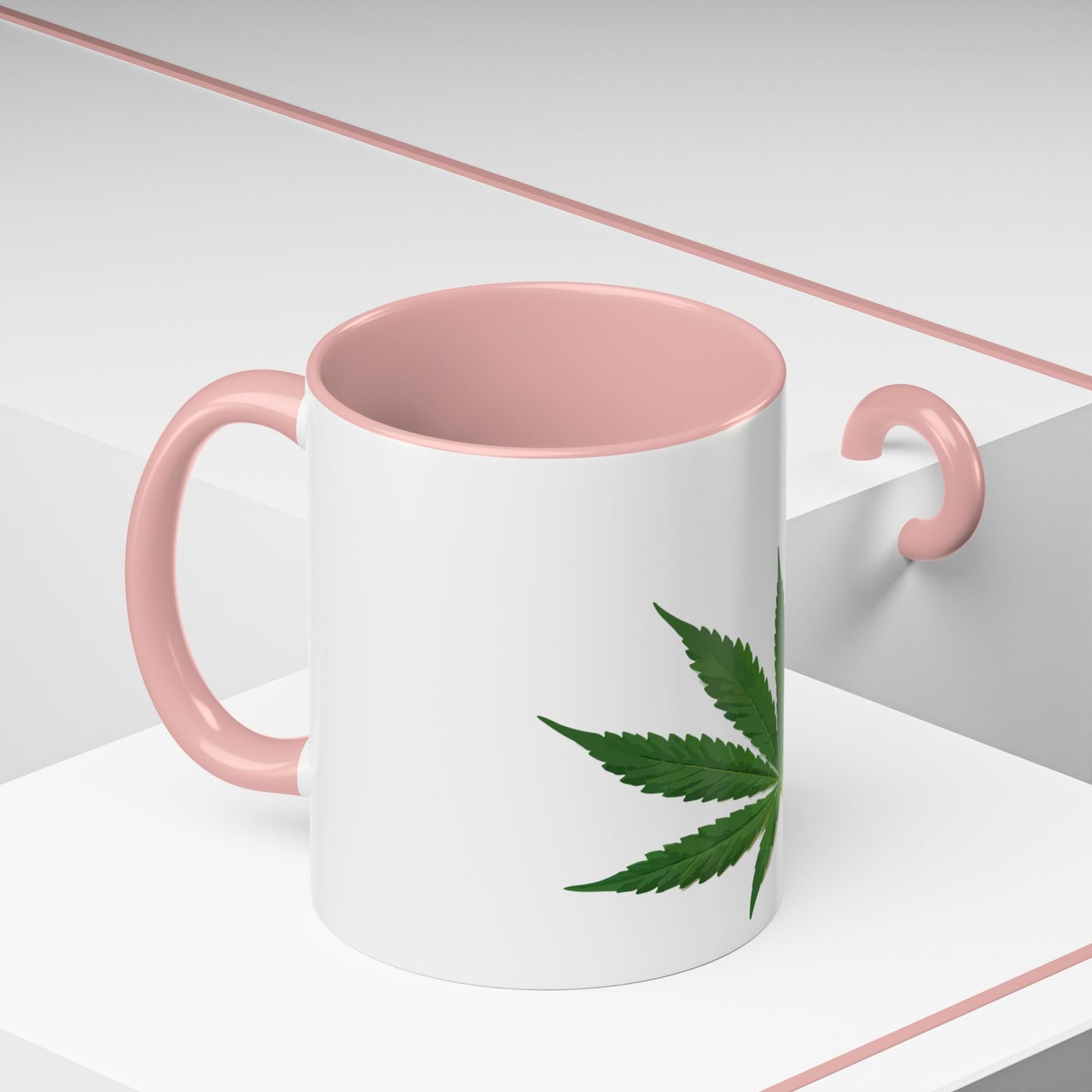 Marijuana Leaf Accent Coffee Mug | Cannabis Lover's Gift, Unique Coffee Cup, Pothead Mug, Stoner Gift Idea, Greenery Decor