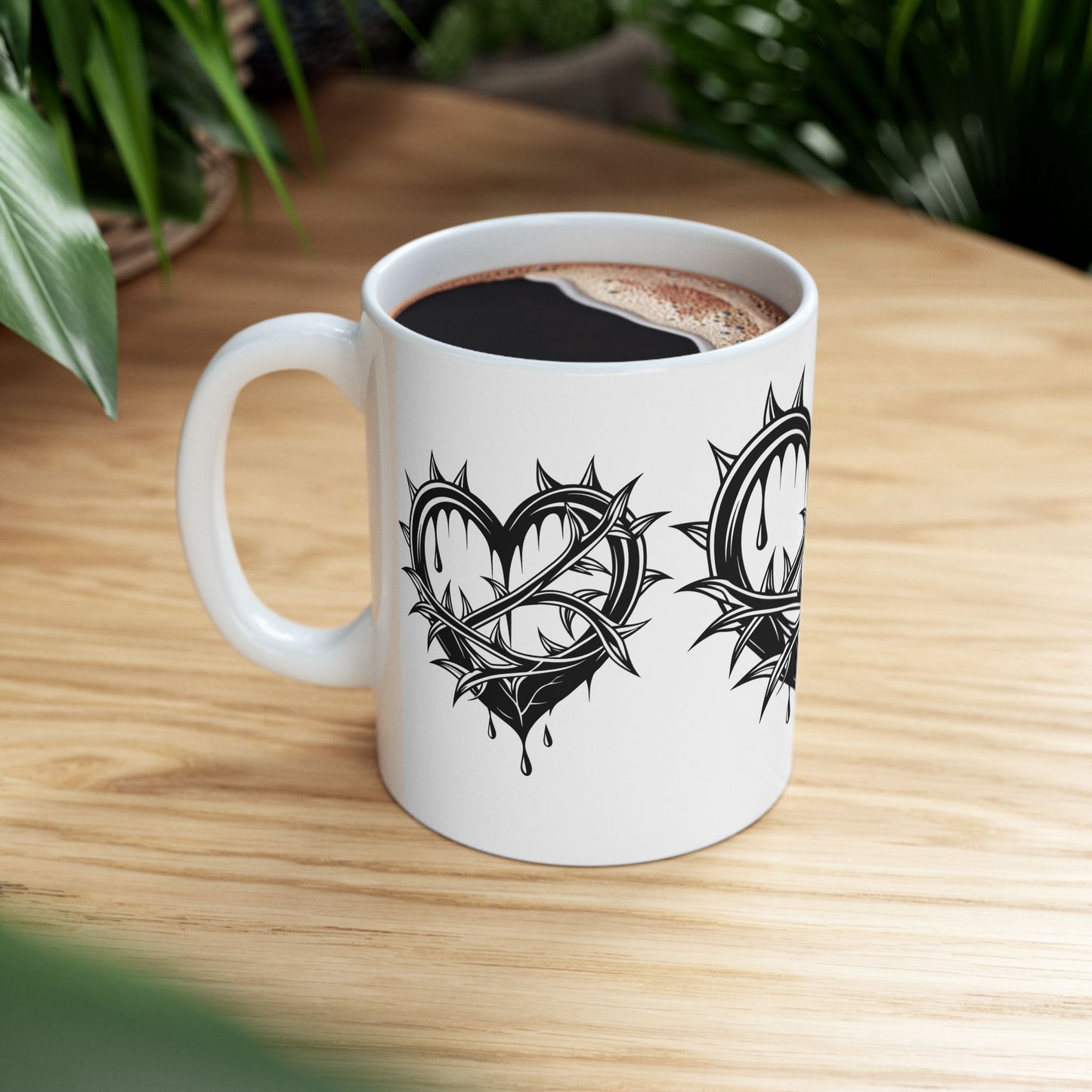 Gothic Heart Design Ceramic Mug | Unique Coffee Cup for Gifts, Valentine's Day, Home Decor, Art Lovers, or Halloween