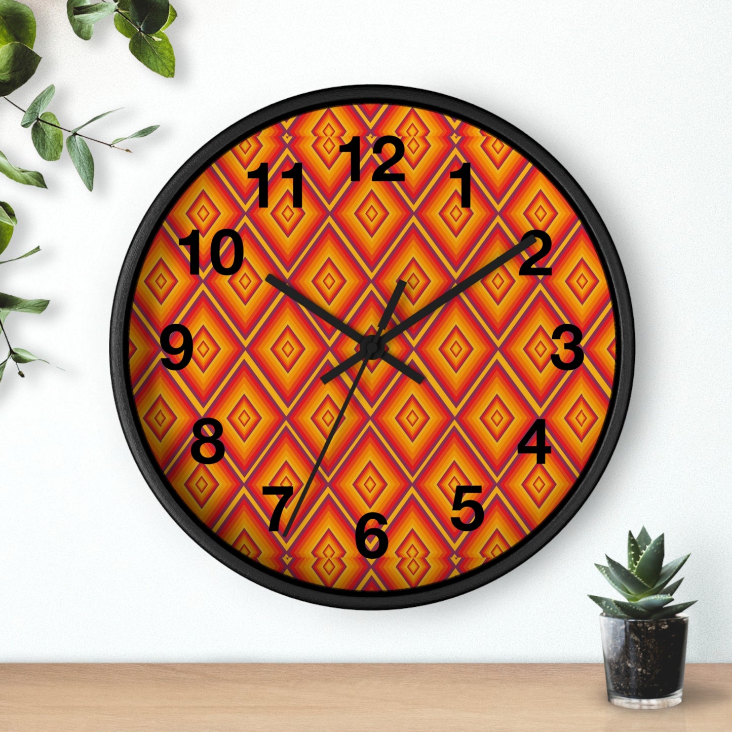 Retro Geometric Wall Clock, Vibrant Home Decor Clock, Modern Wall Art for Living Room, Unique Gift for Housewarming, Kid's Room