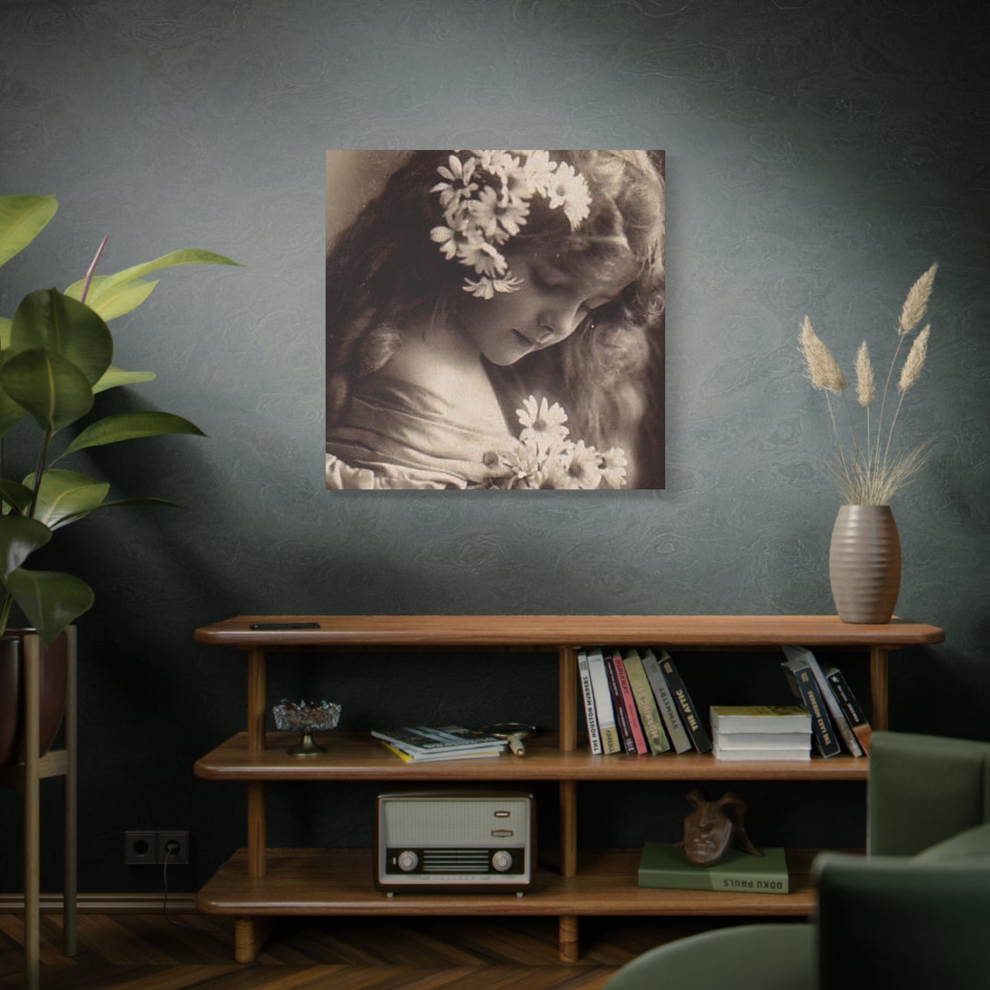 Vintage Floral Portrait Canvas