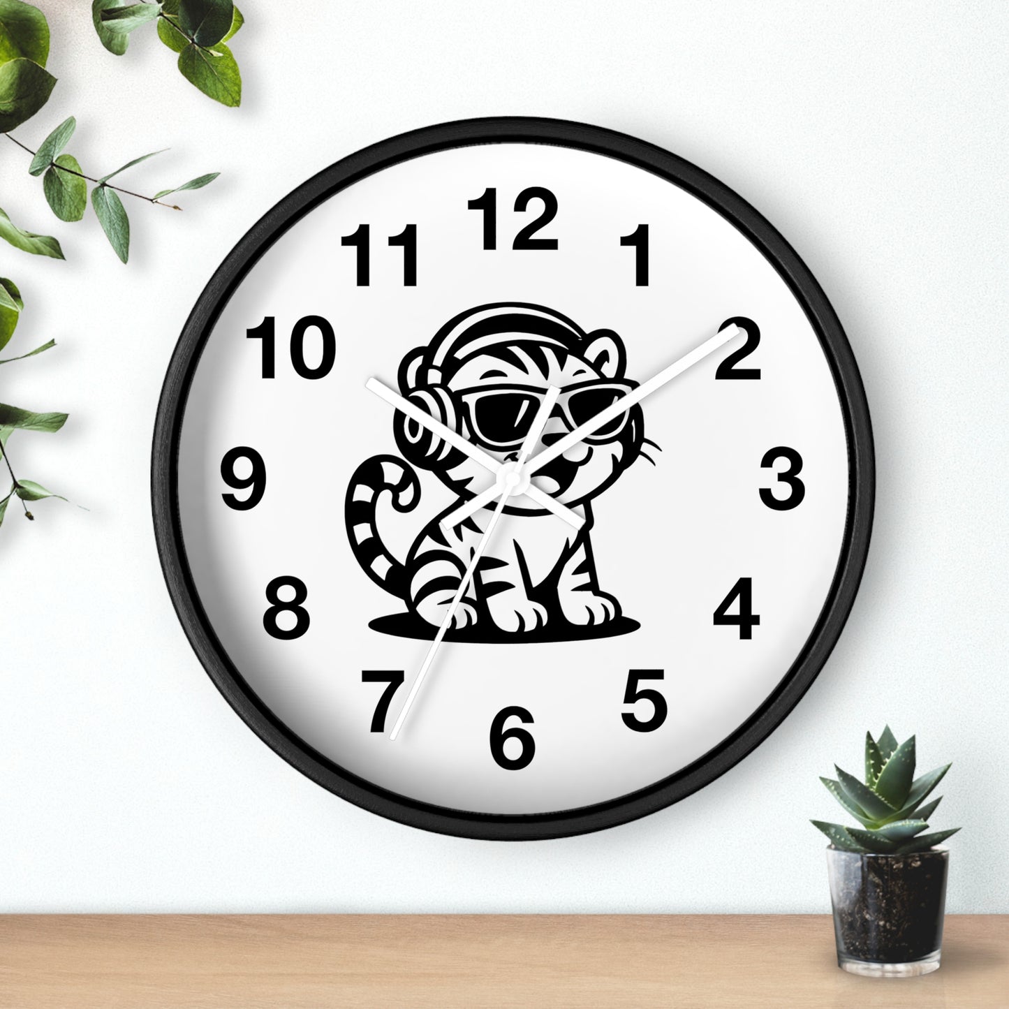 Cool Cat Design Wall Clock - Fun Decor for Animal Lovers, Tiger Clock, Unique Home Gift, Trendy Animal Wall Art, Kids Room Decor