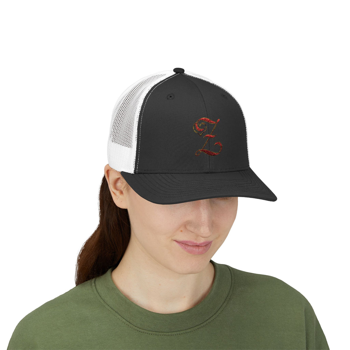 Embroidered 'Z' Snapback Trucker Cap — Vintage Monogram Initial Hat