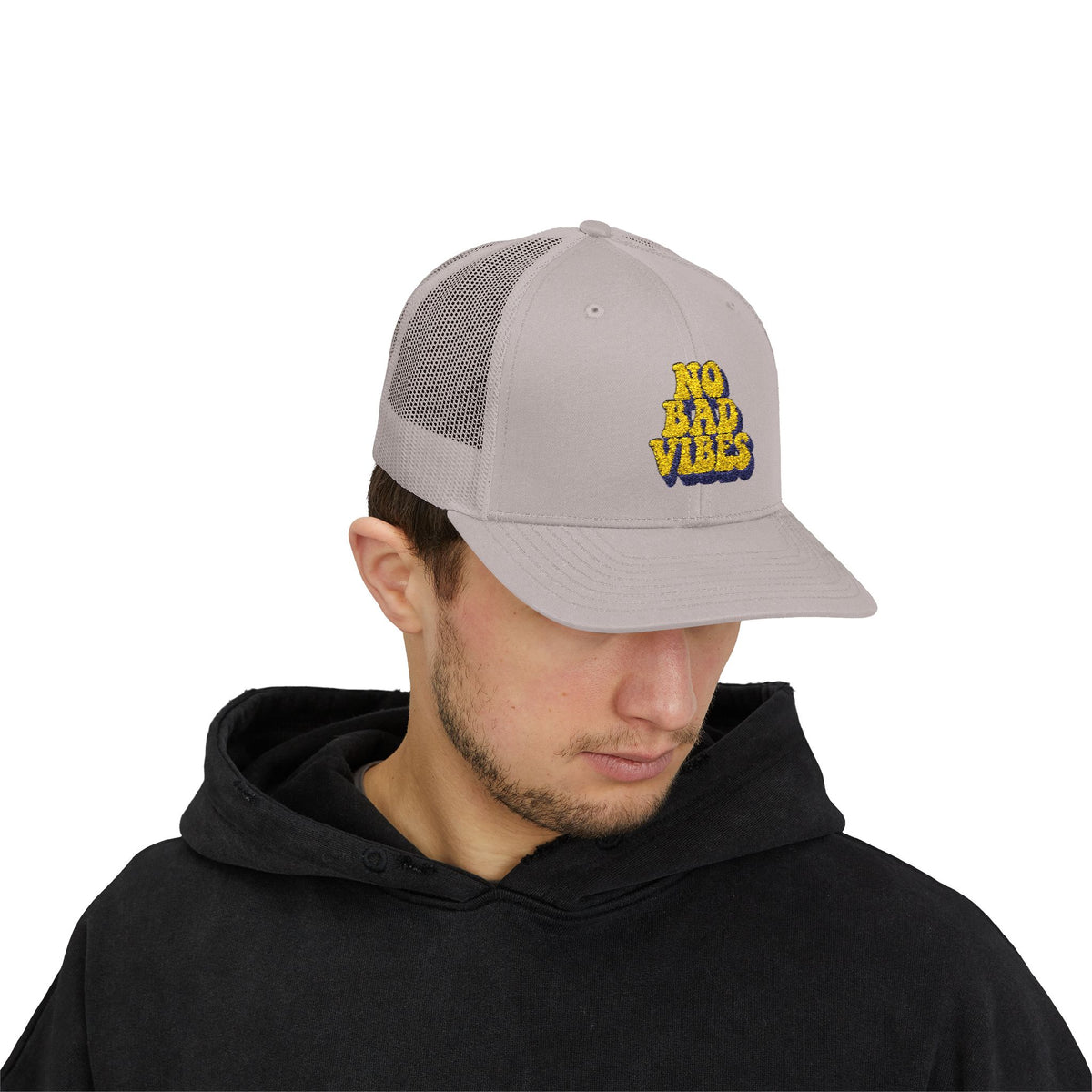 No Bad Vibes Snapback Trucker Cap | Casual Summer Hat, Gift for Her, Trendy Accessory, Outdoor Fun, Festival Wear