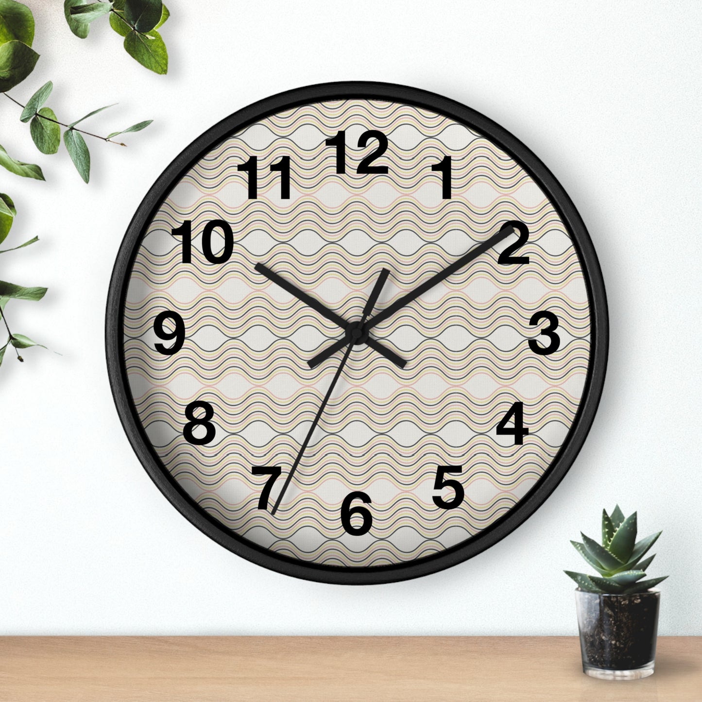 Modern Wave Pattern Wall Clock, Home Decor, Unique Gift, Coastal Vibes, Timepiece, Minimalist Design, Office Decor