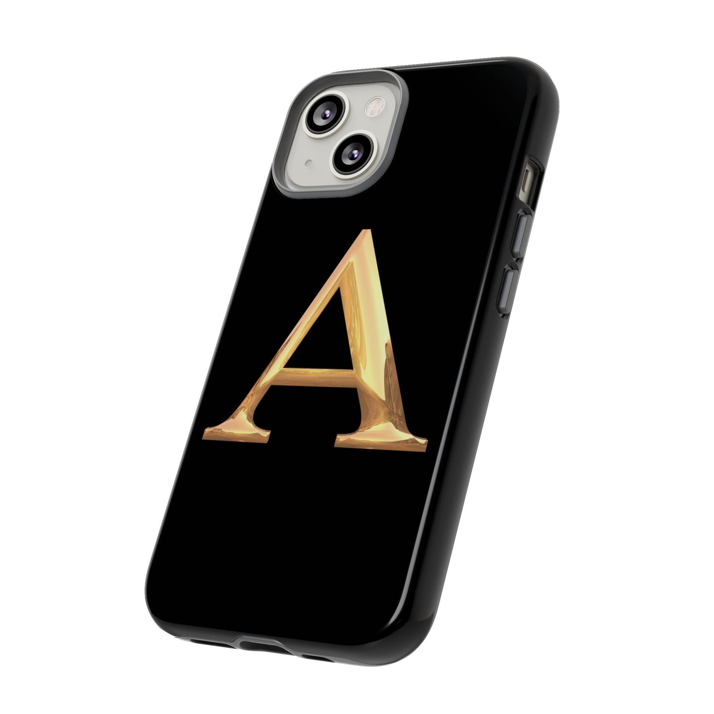 Custom Phone Case with Gold Letter A, Monogrammed Gift, Tough Protective Case, Personalized Phone Accessory, Unique Phone Cover
