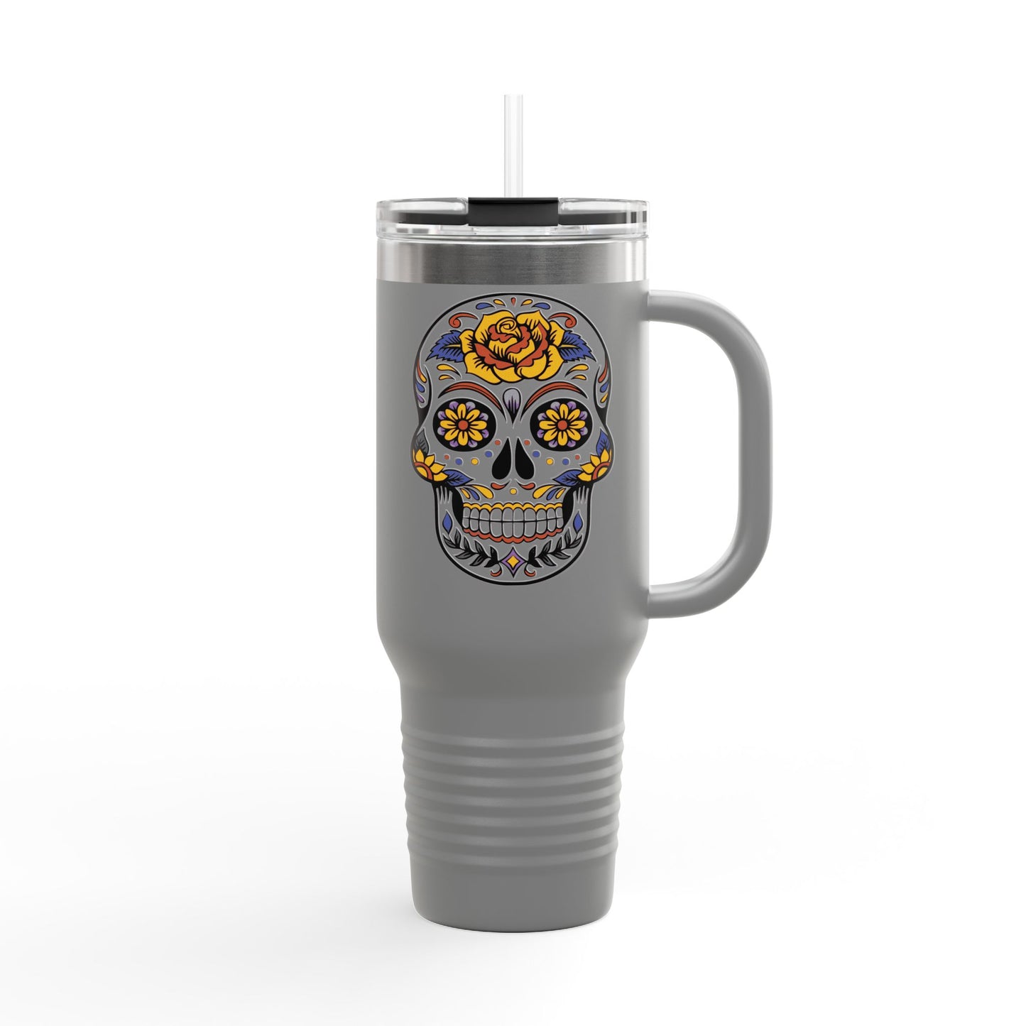 Day of the Dead Insulated Travel Mug, 40oz Skull Design, Coffee Tumbler, Gift